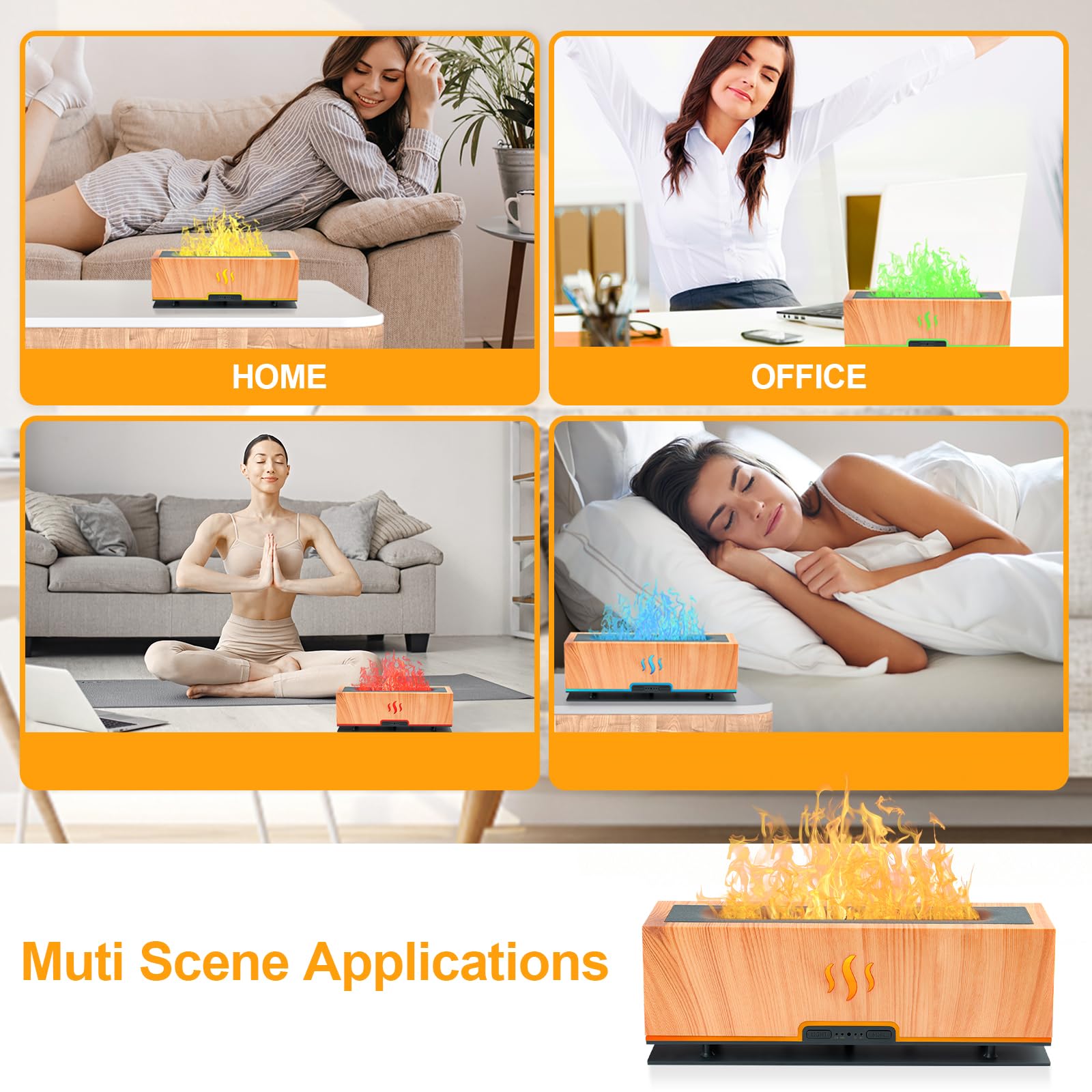 WENPHONE Upgraded 7 Color Essential Oil Diffusers, Flame Air Aroma Diffuser Humidifier, 200ml - AB Mystery