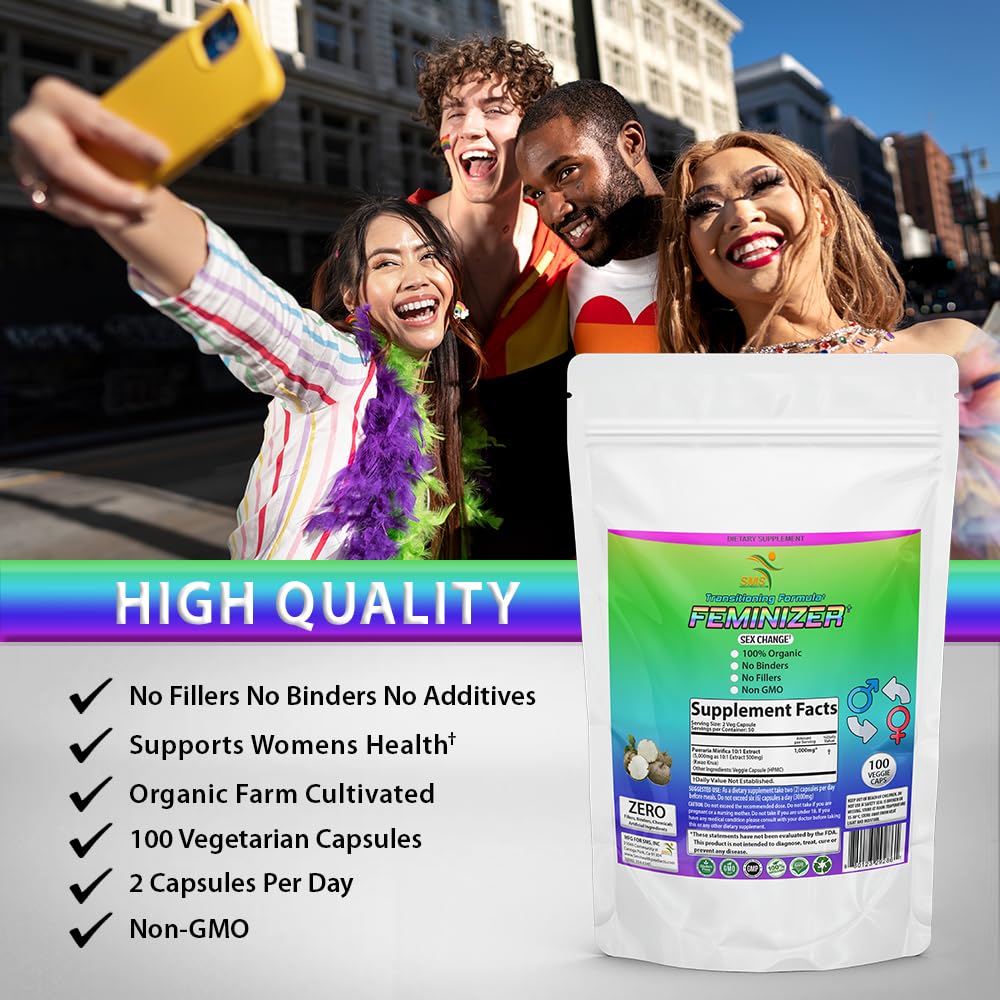 Feminizer Sex Change Pills by SMS, 100 Veggie Caps Pueraria Mirifica 1,000mg Pure - AB Mystery