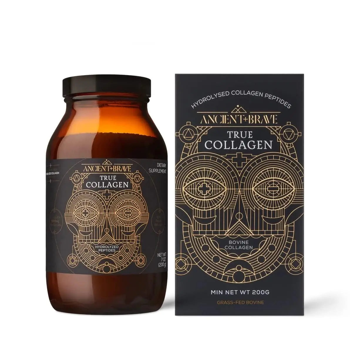 Ancient + Brave True Collagen 200g - Grass-Fed Bovine Collagen Powder - 100% Hydrolysed Collagen Peptides Ancient + Brave