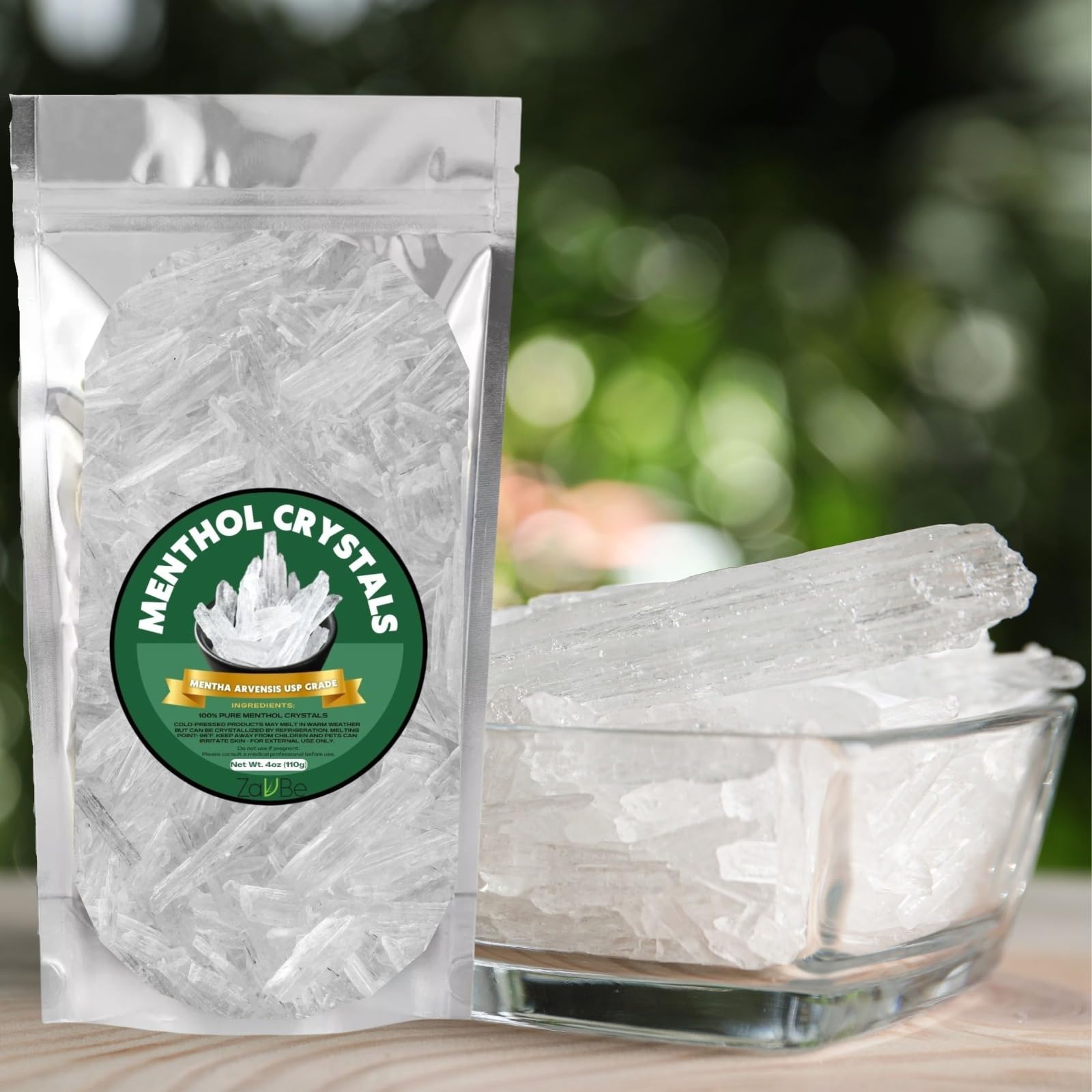 ZAVBE 1LB Menthol Crystal Mentha Arvensis Pure Natural in Resealable Bag USP Food Grade - AB Mystery