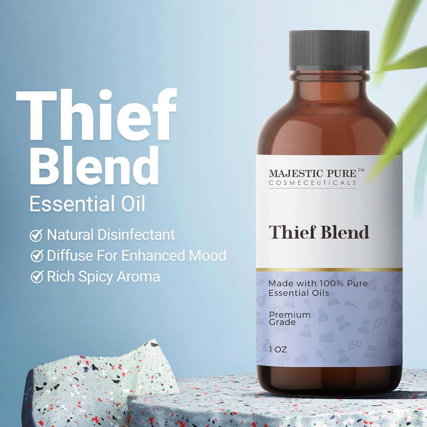 Majestic Pure Thieves Essential Oil Blend | 100% Pure Premium Oil for Uplifting Mood, DIY Products - AB Mystery