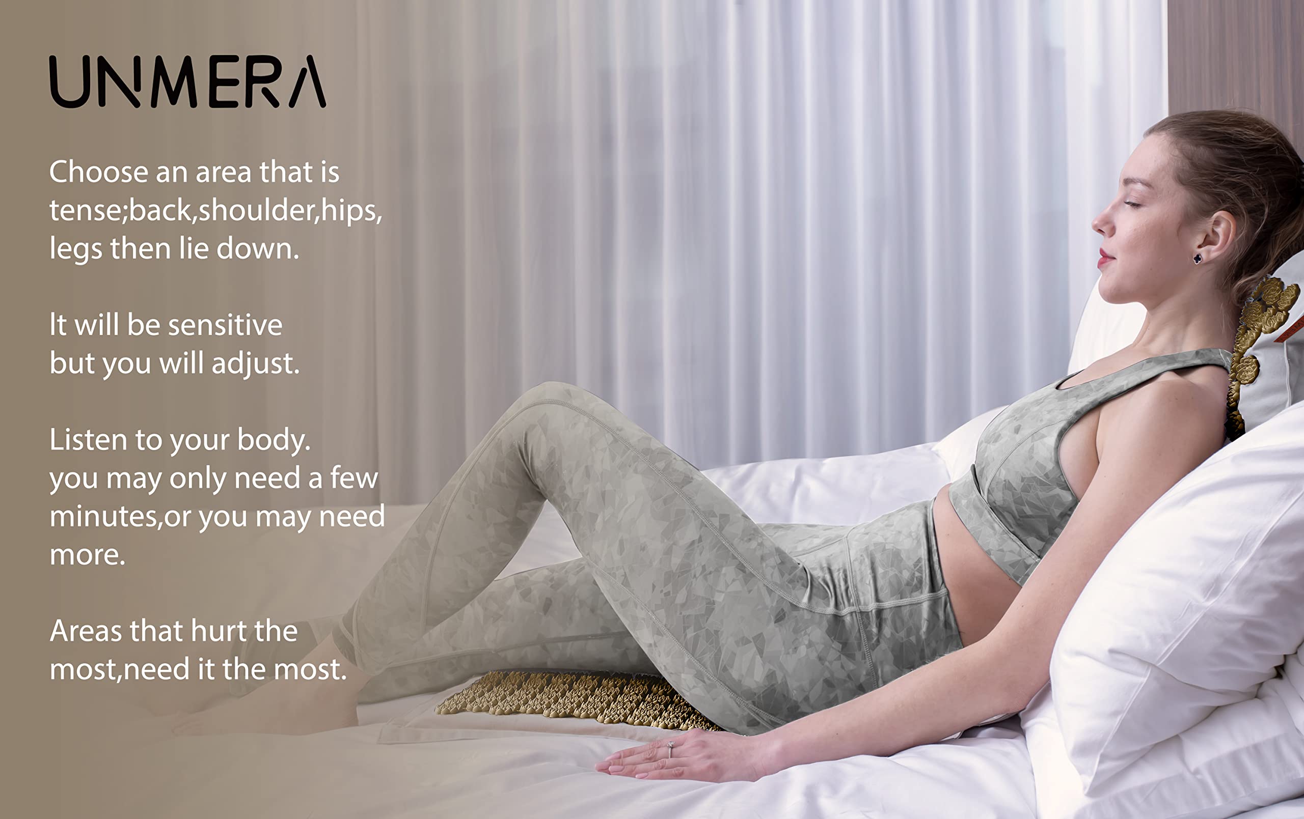 UNMERA Acupressure Mat and Pillow Set,Natural Premium Linen & Coconut Fiber Filling - AB Mystery