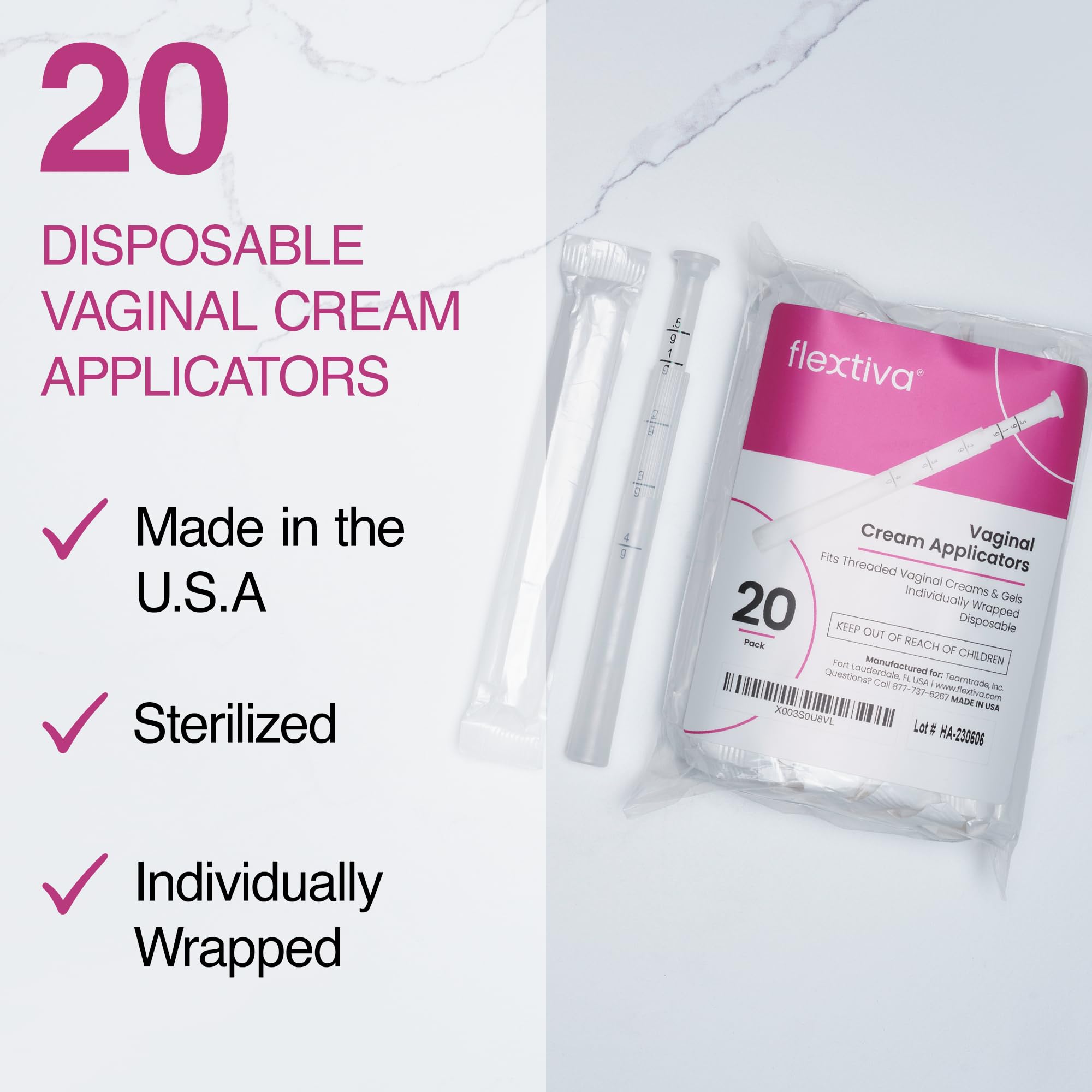 Flextiva Disposable Plastic Vaginal Cream Applicators - Threaded End to Fit OTC Gel or Cream Products - AB Mystery