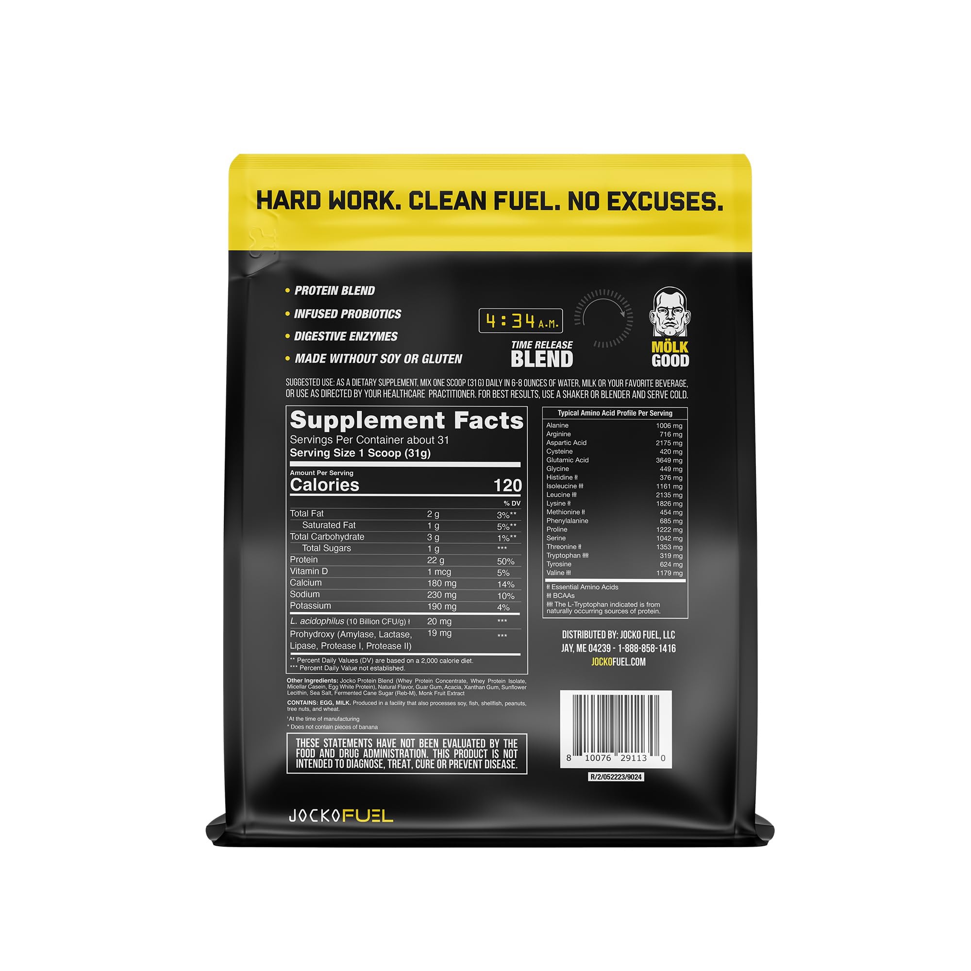 Jocko Mölk Whey Protein Powder (Banana Cream) - Keto, Probiotics, Grass Fed, Digestive - AB Mystery