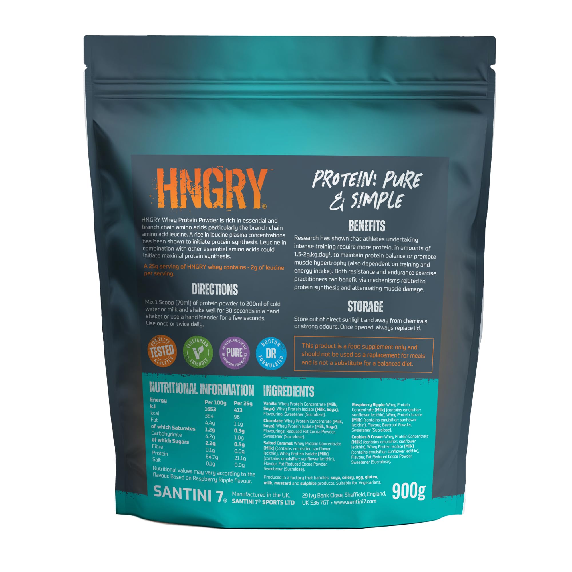 HNGRY Protein Whey Protein Powder Shake with 80% Protein Whey, 900g and 36 Servings HNGRY Protein