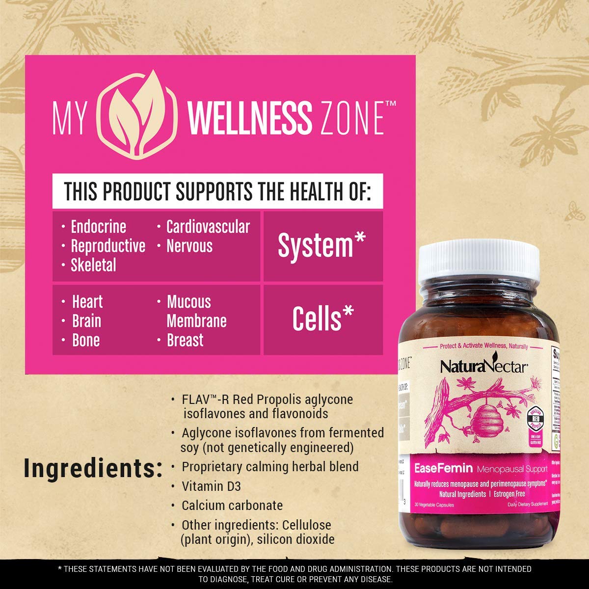 NaturaNectar EaseFemin Menopause Support for Hot Flashes, Night Sweats, and Irritability - AB Mystery