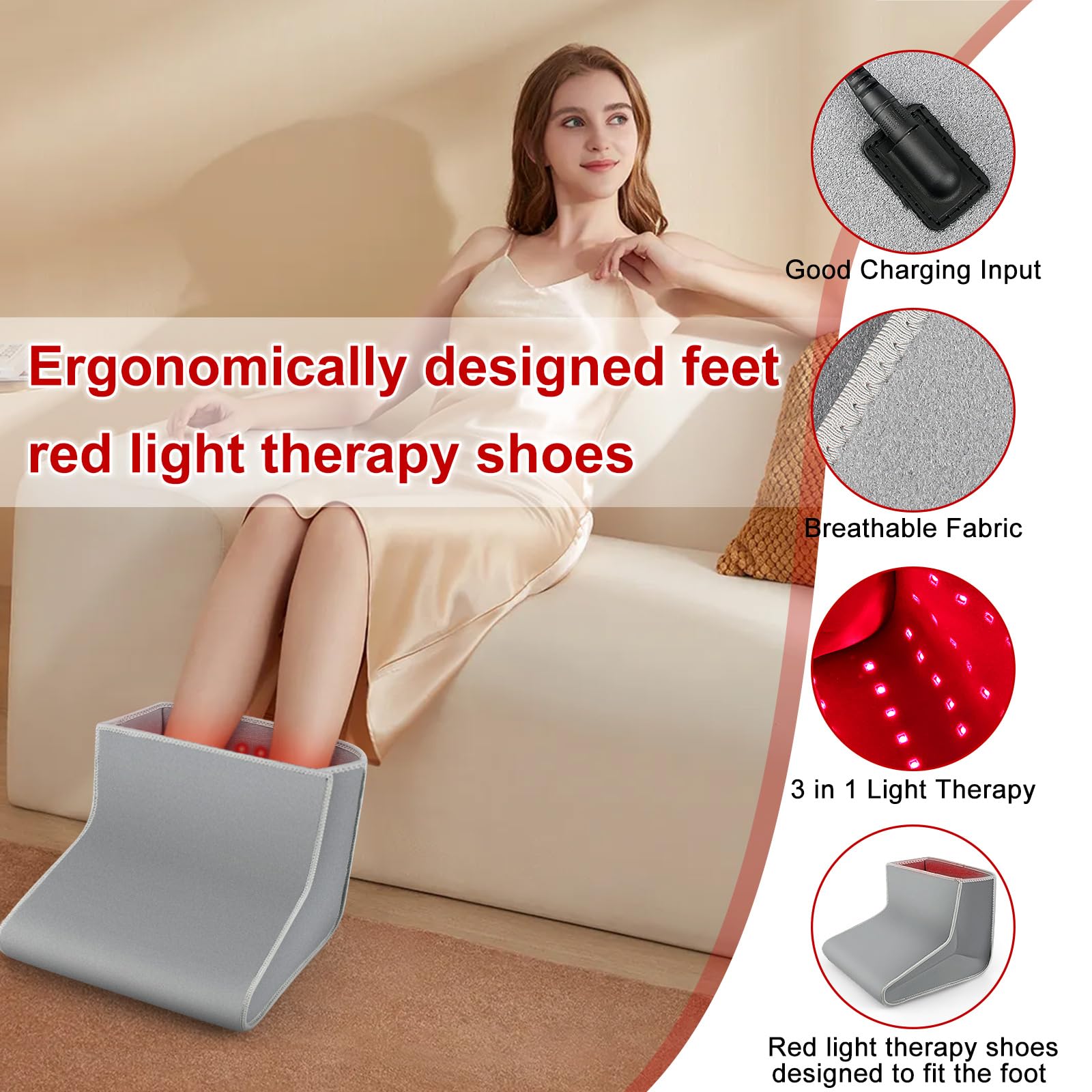 Red Light Therapy Boot for Feet, Infrared Light Therapy Slipper for Perfect Foot Care, Ideal for Ankle - AB Mystery