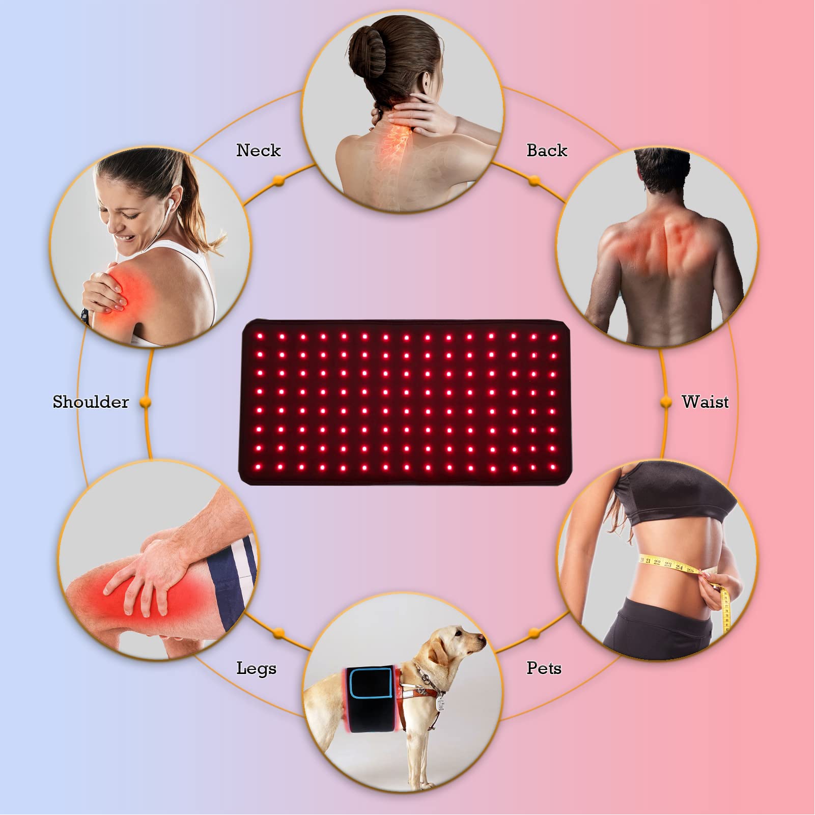 Naviocean Red Light Therapy Belt Device for Body Pain Waist, Infrared Wearable Pad Deep Therapy Wrap - AB Mystery