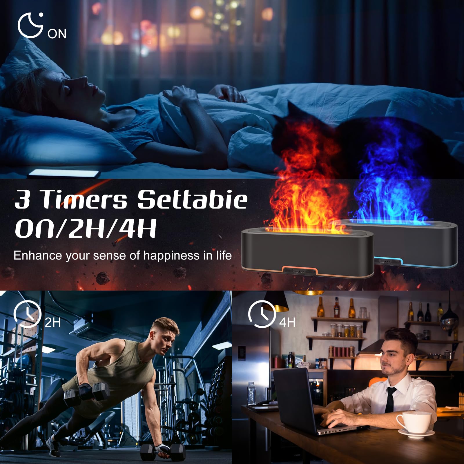 Jpord Flame Fire Essential Oil Diffuser,200ml Aromatherapy Diffuser,Fire Cool Mist Scent Diffuser - AB Mystery