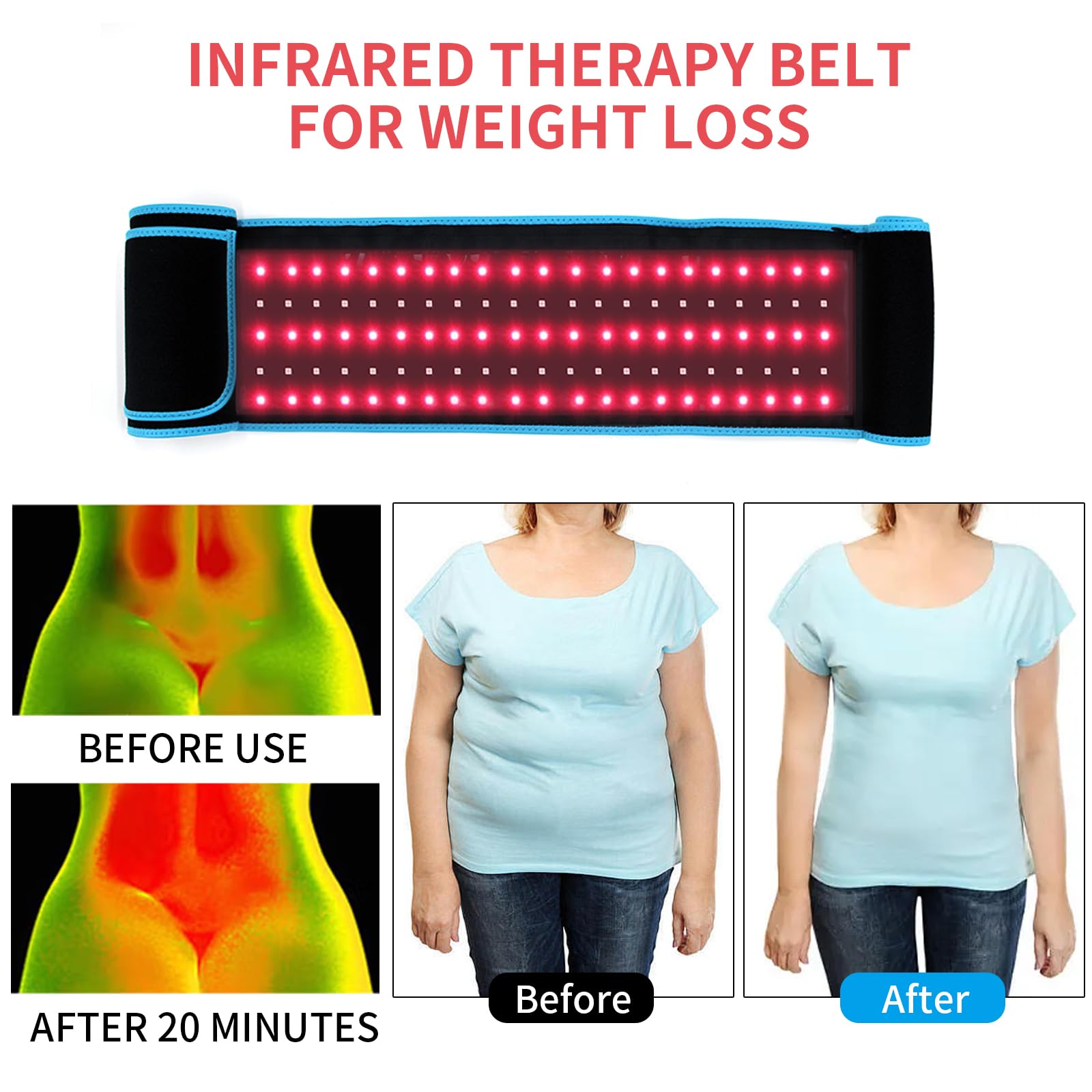 Red Light Infrared Therapy Belt: Pain Relief Device LED Red Light Therapy Lamp Near Body Large Pad Wrap - AB Mystery