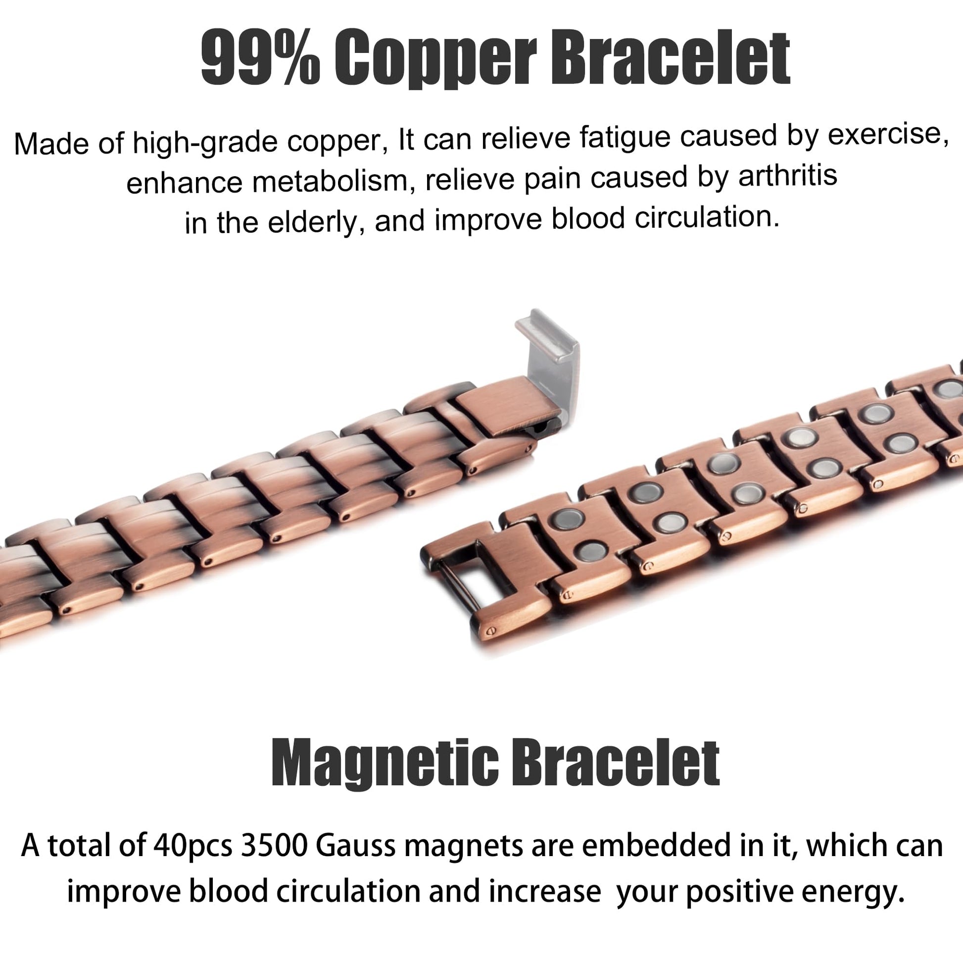 MagVIVACE Copper Bracelet for Men, Magnetic Bracelet with 3500 Gauss Magnets - AB Mystery