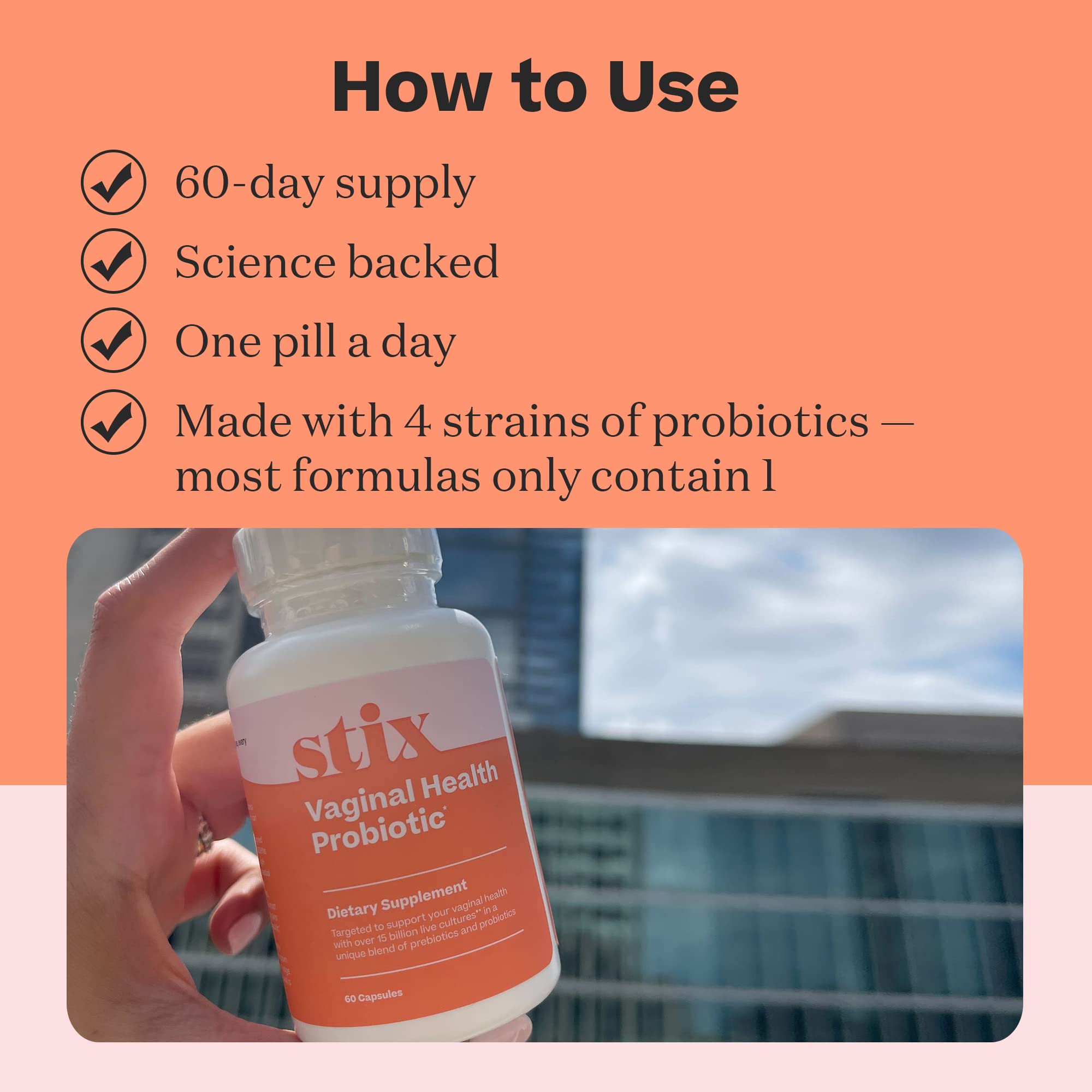 Stix Vaginal Health Probiotic & 3-Day Yeast Infection Treatment - Maintain pH Balance, Vaginal Microbiome - AB Mystery