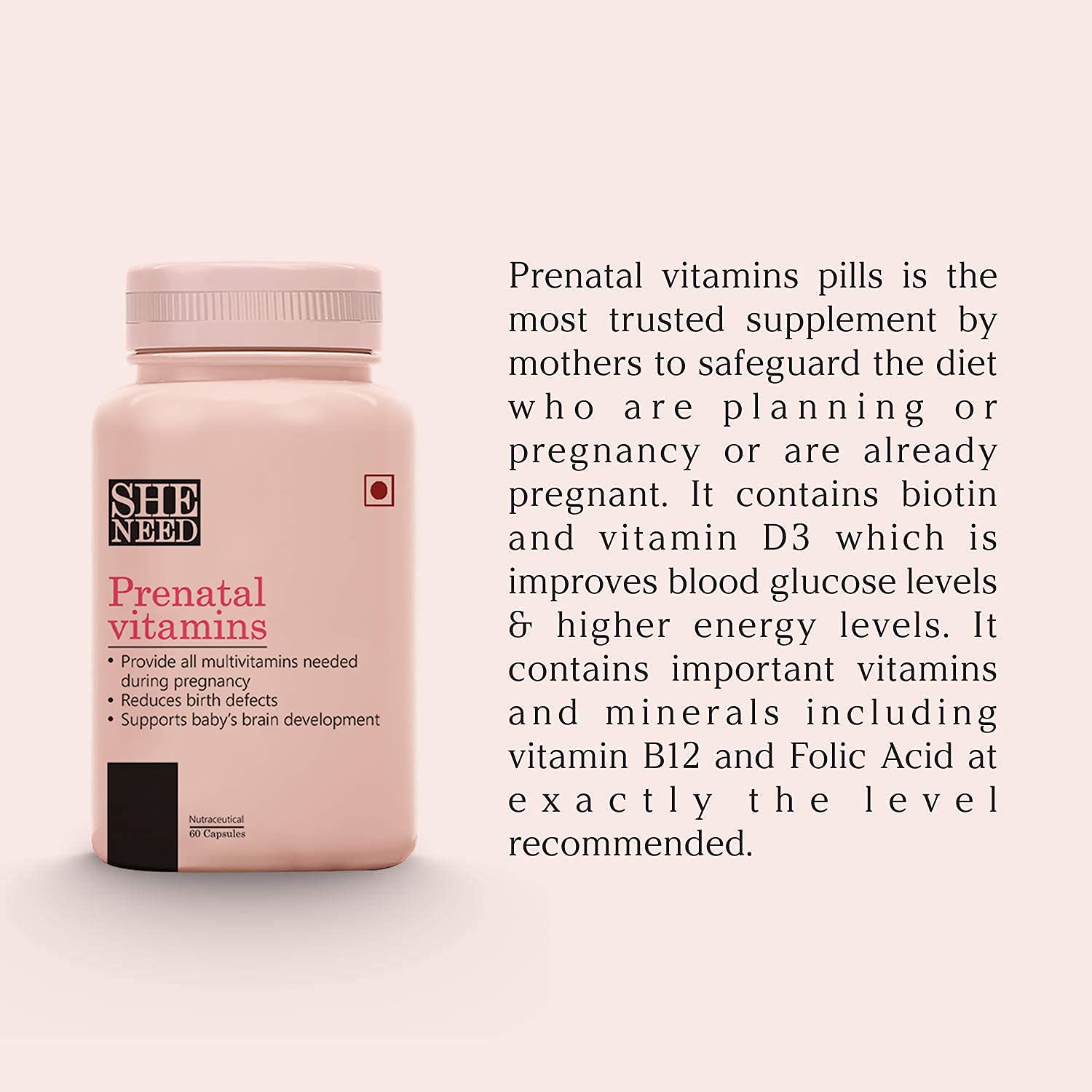 Vishopy Prenatal Supplement for Women- Multivitamin for Pregnancy with DHA- Reduces Birth Defects Vishopy