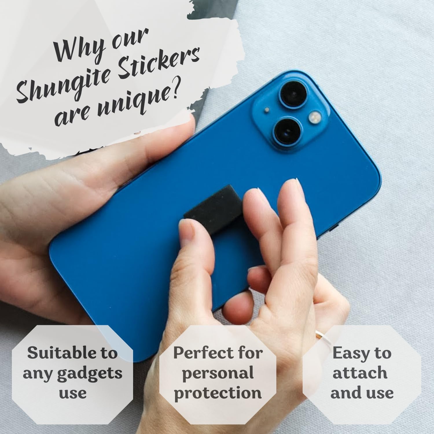 KARELIANMASTERS Shungite Stones Pyramid and Sticker for Phone Set - Crystal Healing Protection - AB Mystery