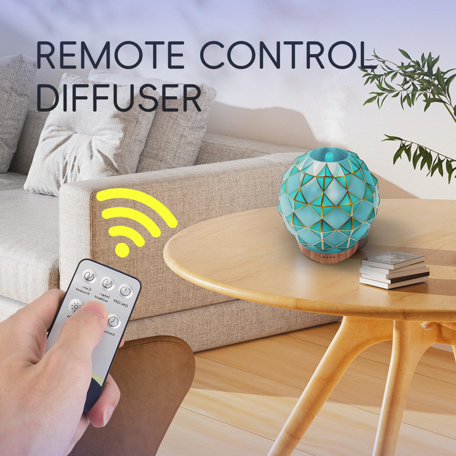 Youenkity Essential Oil Diffuser, Glass Ultrasonic Aromatherapy Diffuser with 7 Color LED Lights - AB Mystery