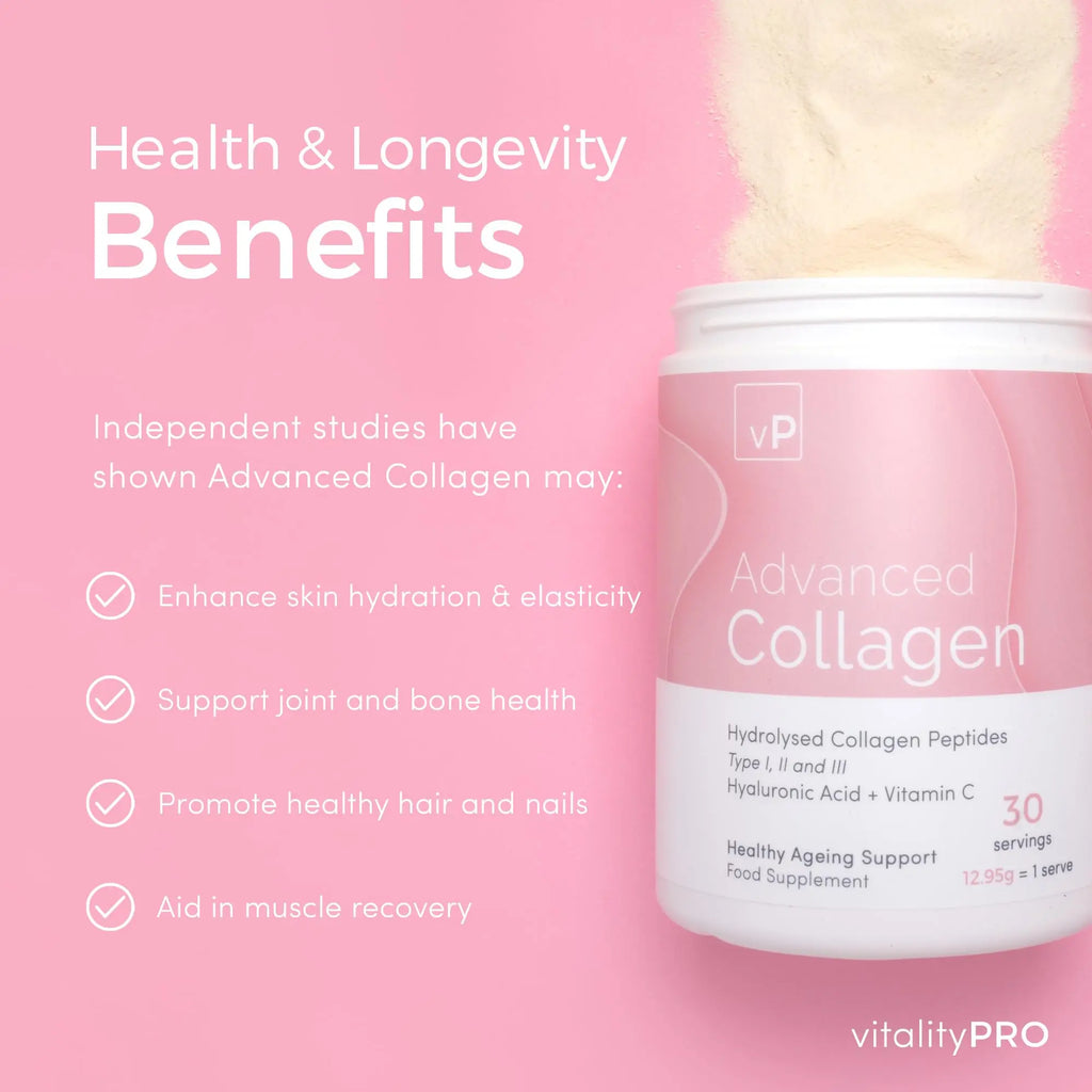 Advanced Collagen with Hyaluronic Acid - 12.95g x 30 Servings - Type 1 2 3 - AB Mystery