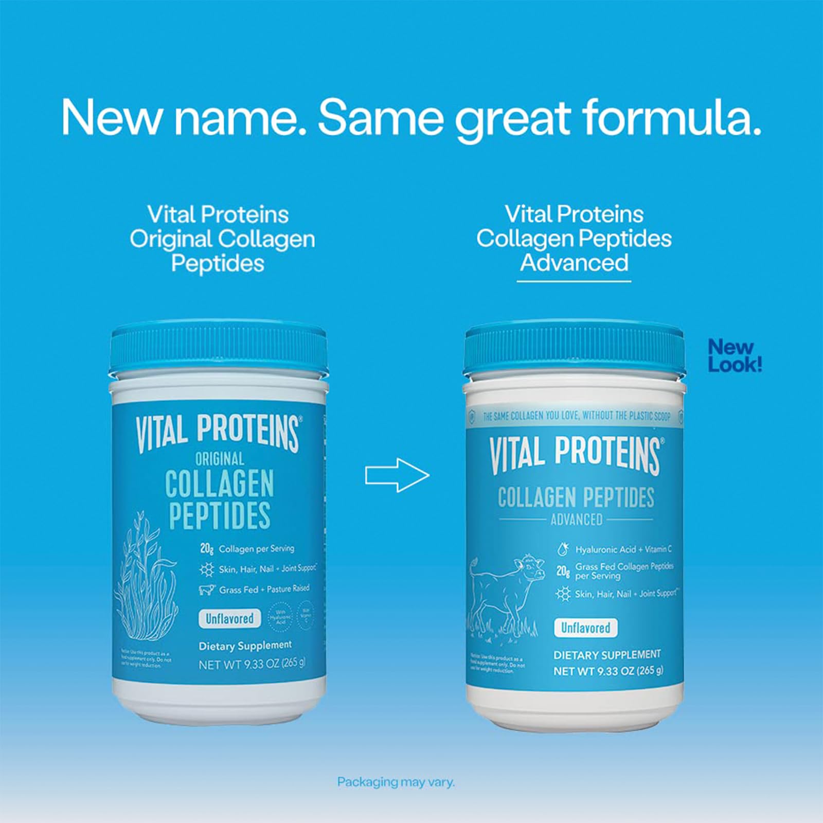 Vital Proteins Collagen Peptides Powder, 9.33 oz Unflavored + 14 oz Unsweetened Plant - AB Mystery