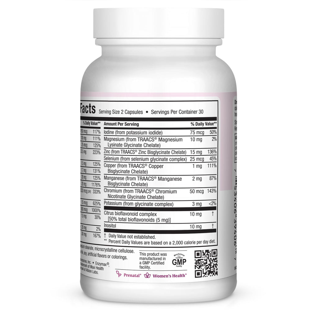 Maxi-Health Small Prenatal Capsules With Methyl Folate - Minerals, Gentle Iron, Vitamins - Kosher, 60 Count Maxi Health