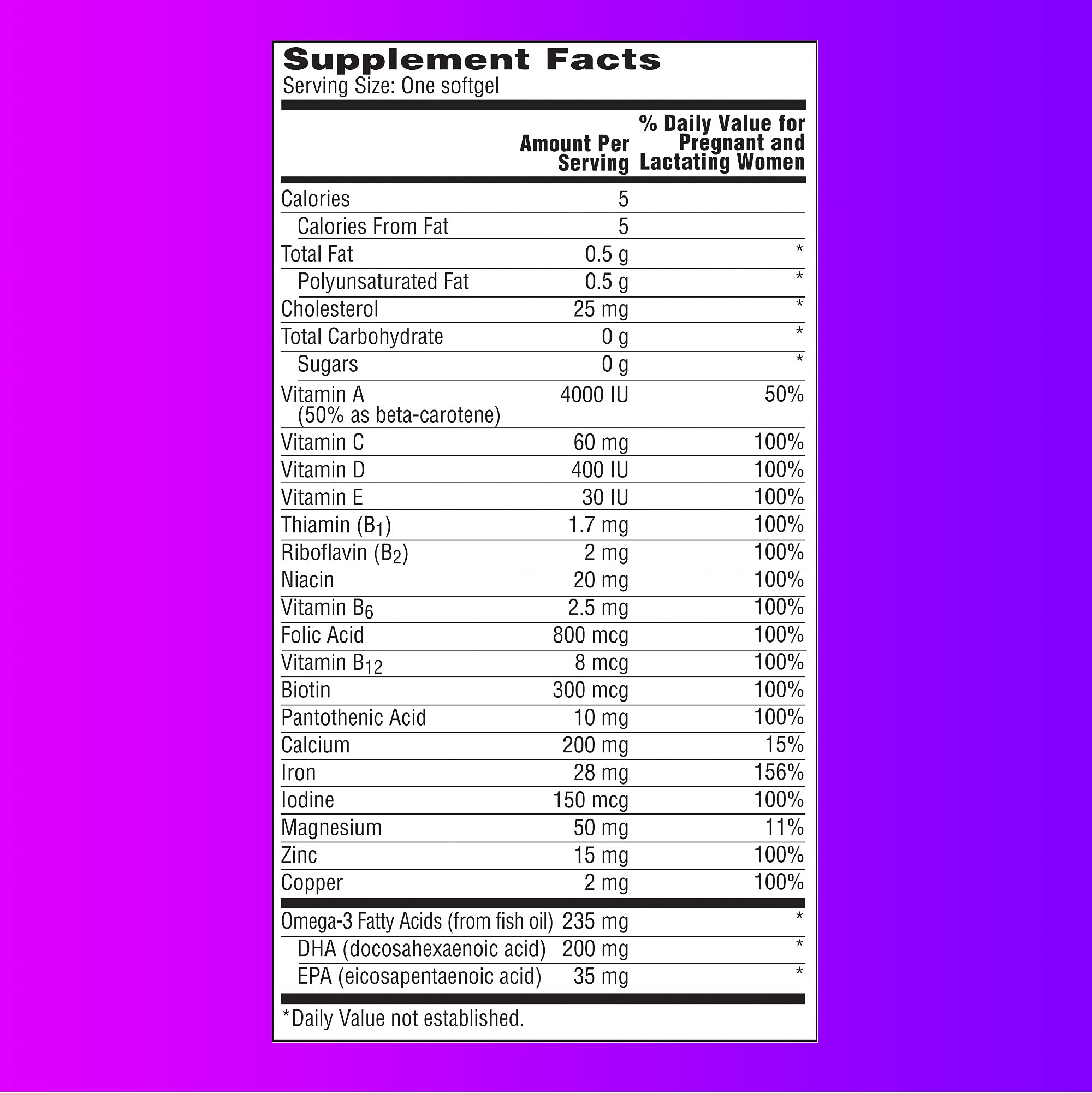 One-A-Day Prenatal 1 with DHA & Folic Acid Softgels, 30 ea (Pack of 6) ONE A DAY