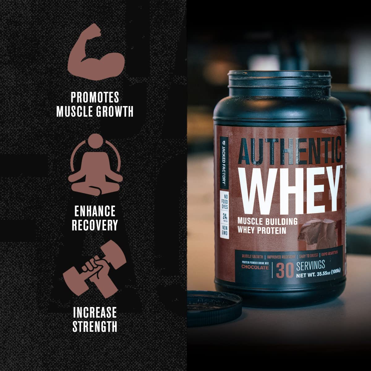 Jacked Factory Authentic Whey Muscle Building Whey Protein Powder - Low Carb - AB Mystery