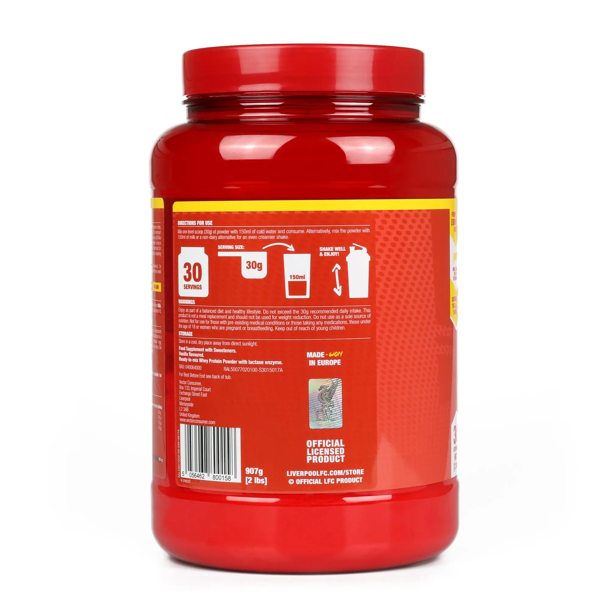 LFC Whey Protein Powder Strawberry Flavour 908g 15.5g Naturally-Occurring BCAAs 21g Protein Vector Consumer