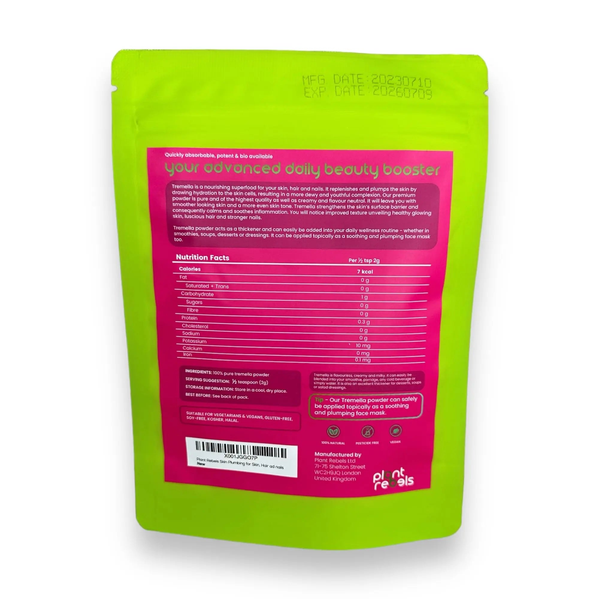 Plant Rebels Pure Tremella Mushroom Extract Powder | Vegan Collagen | Anti Aging - AB Mystery