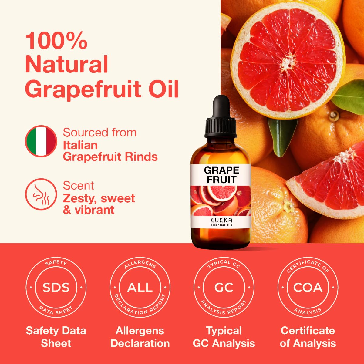 Kukka Grapefruit Essential Oil for Diffuser - 100% Natural Grapefruit Essential Oil for Skin - AB Mystery