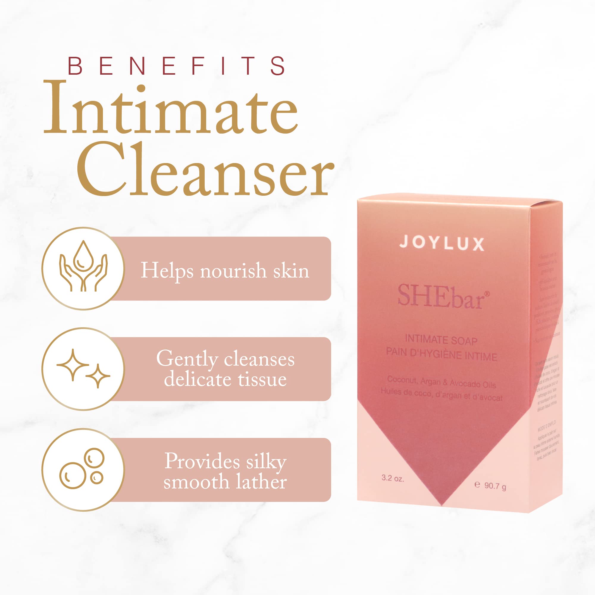 Joylux - SHEbar, Feminine Cleansing Bar, Yoni Bar, pH-Balanced Formula, Clean & Gentle Ingredients - AB Mystery