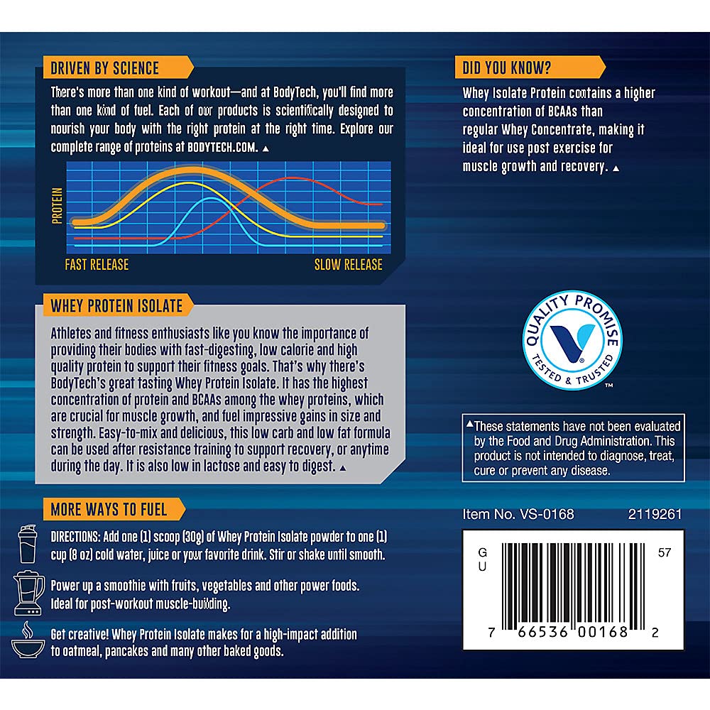 BODYTECH Whey Protein Isolate Powder - with 25 Grams of Protein per Serving & BCAA's - AB Mystery