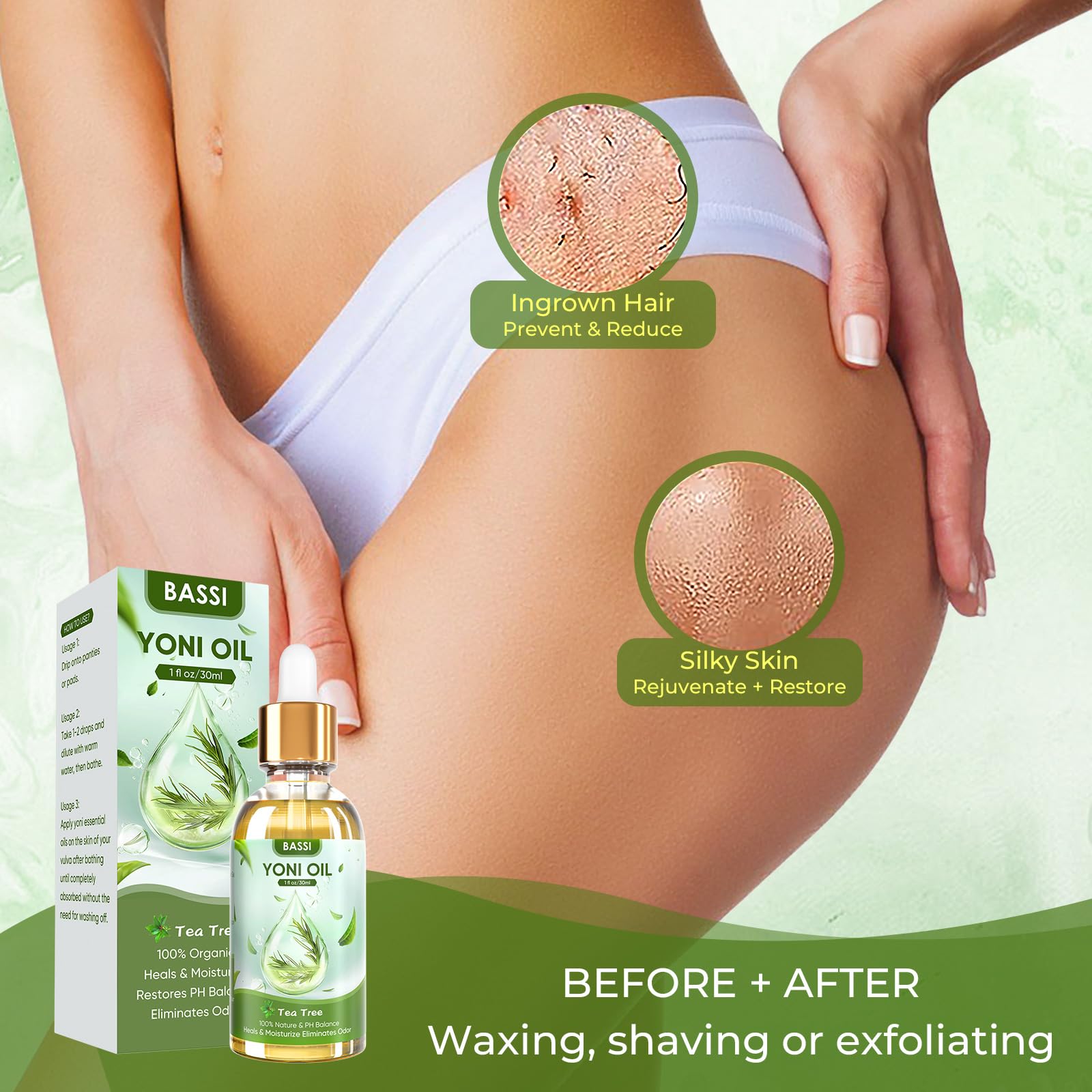 BASSI 2PCS Yoni Oil Organic Feminine Oil Vaginal Moisturizer For Wetness - Ph Balance for Women - AB Mystery