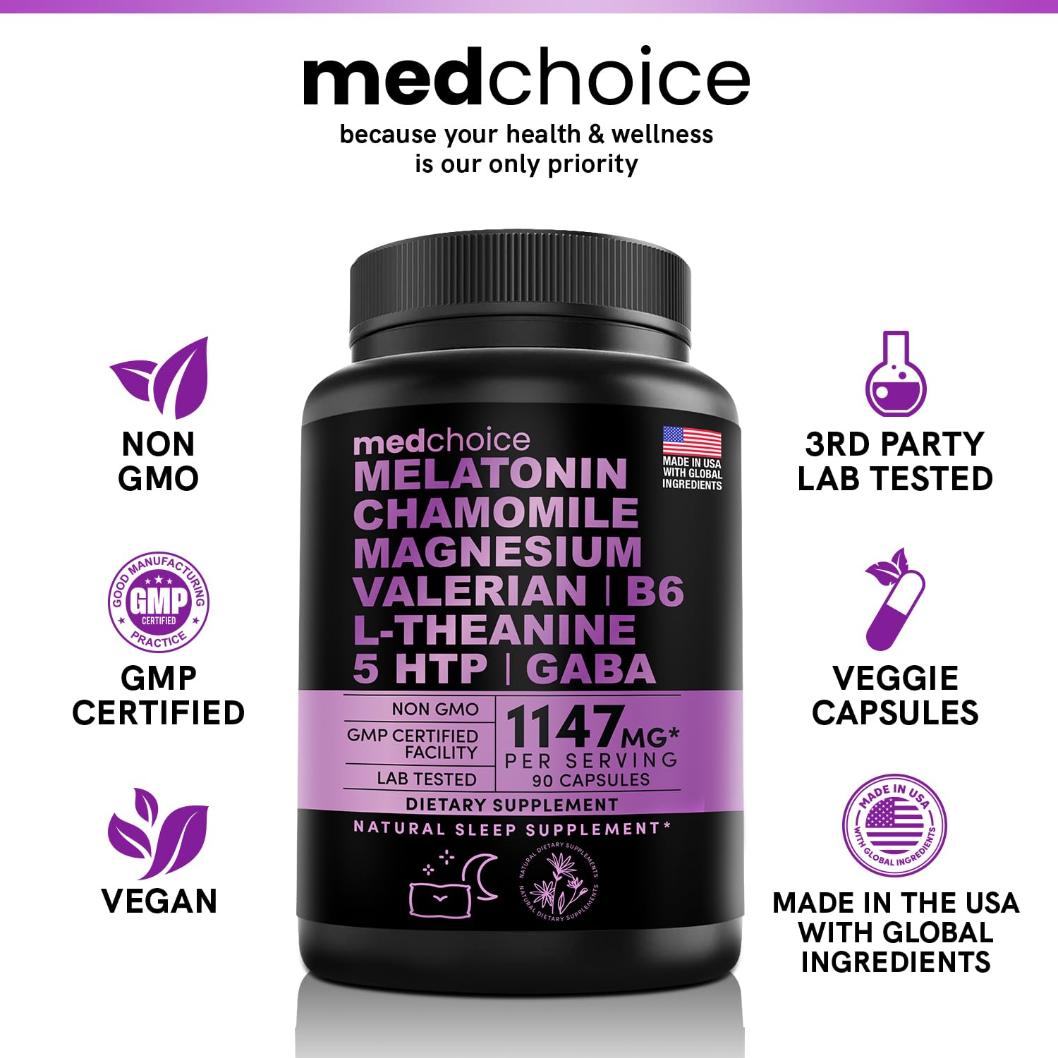 10-in-1 Melatonin Capsules - Melatonin 5mg Natural Sleep Aid for Adults - AB Mystery