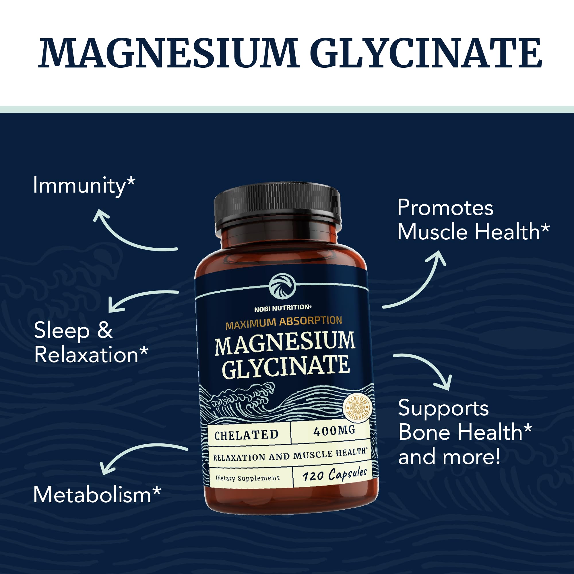 Magnesium Bisglycinate 400mg | Chelated Bisglycinate for Muscle Relaxation, Bones - AB Mystery