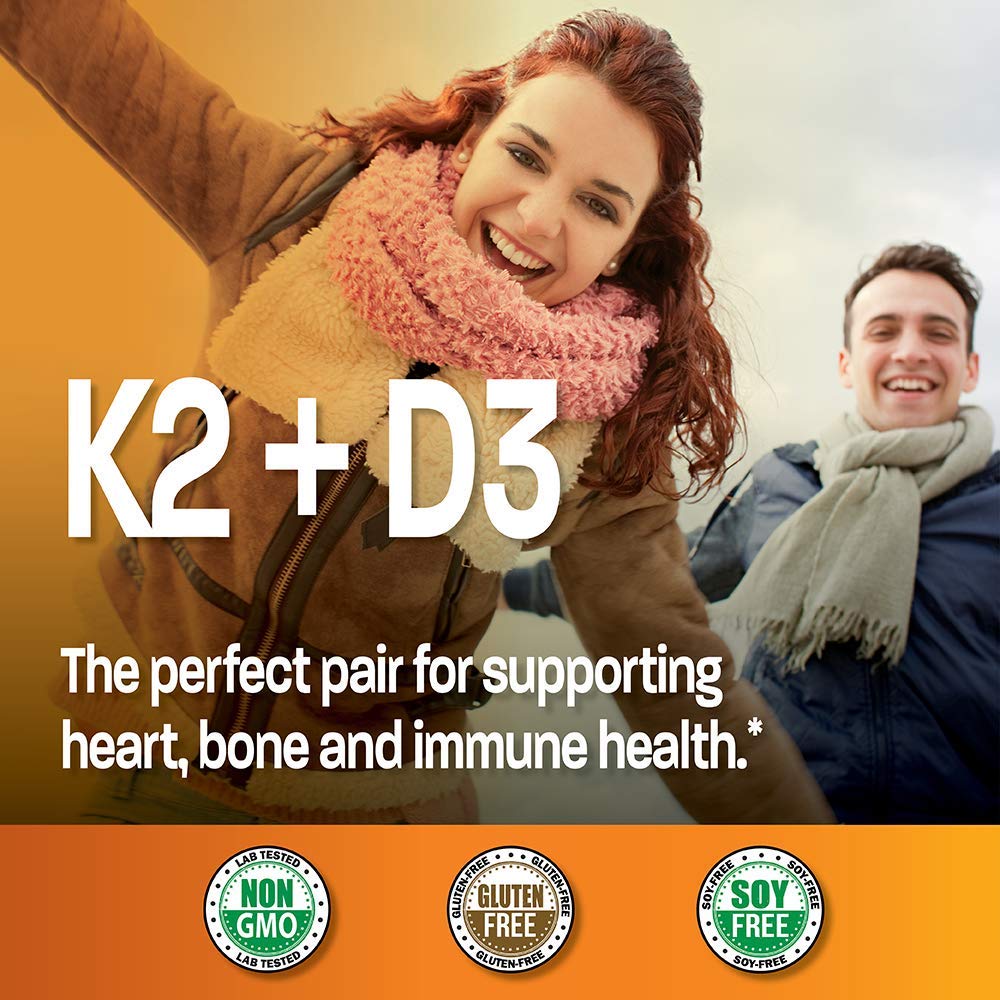 Bronson Vitamin K2 (MK7) with D3 Supplement Non-GMO Formula 5000 IU Vitamin D3 - AB Mystery