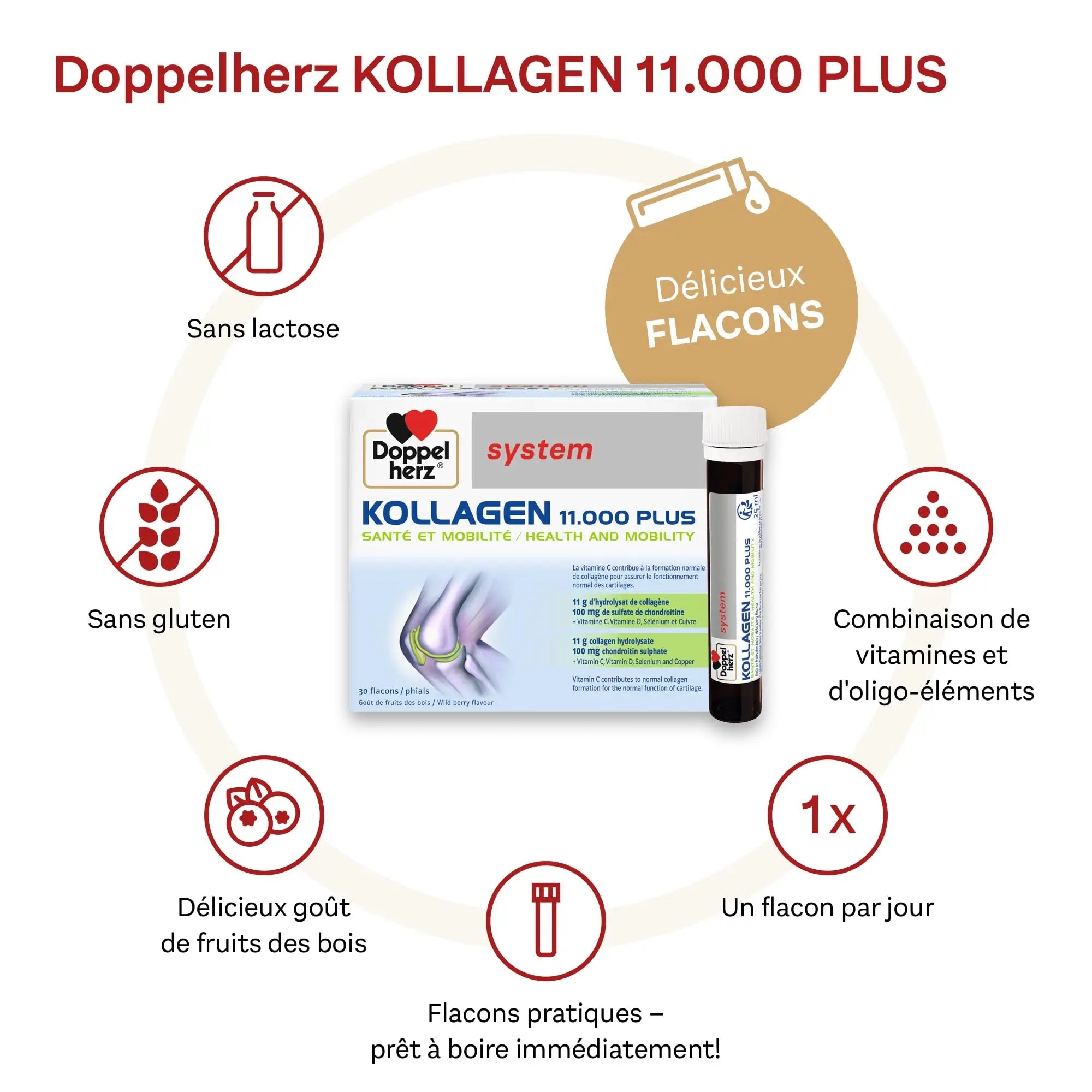Doppelherz - Kollagen 11000 Plus - Collagen hydrolysate, chondroitin Sulphate, Vitamins C and D and Trace Elements - AB Mystery