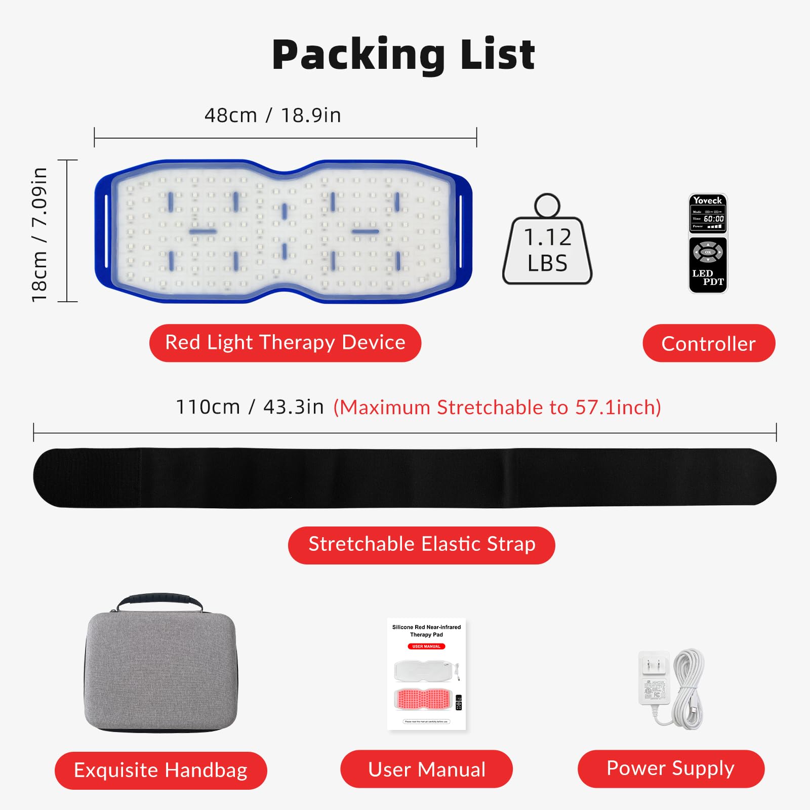 Yoveck Red Light Therapy Belt, Silicone Red Light Therapy Pad Near Infrared Light Therapy - AB Mystery