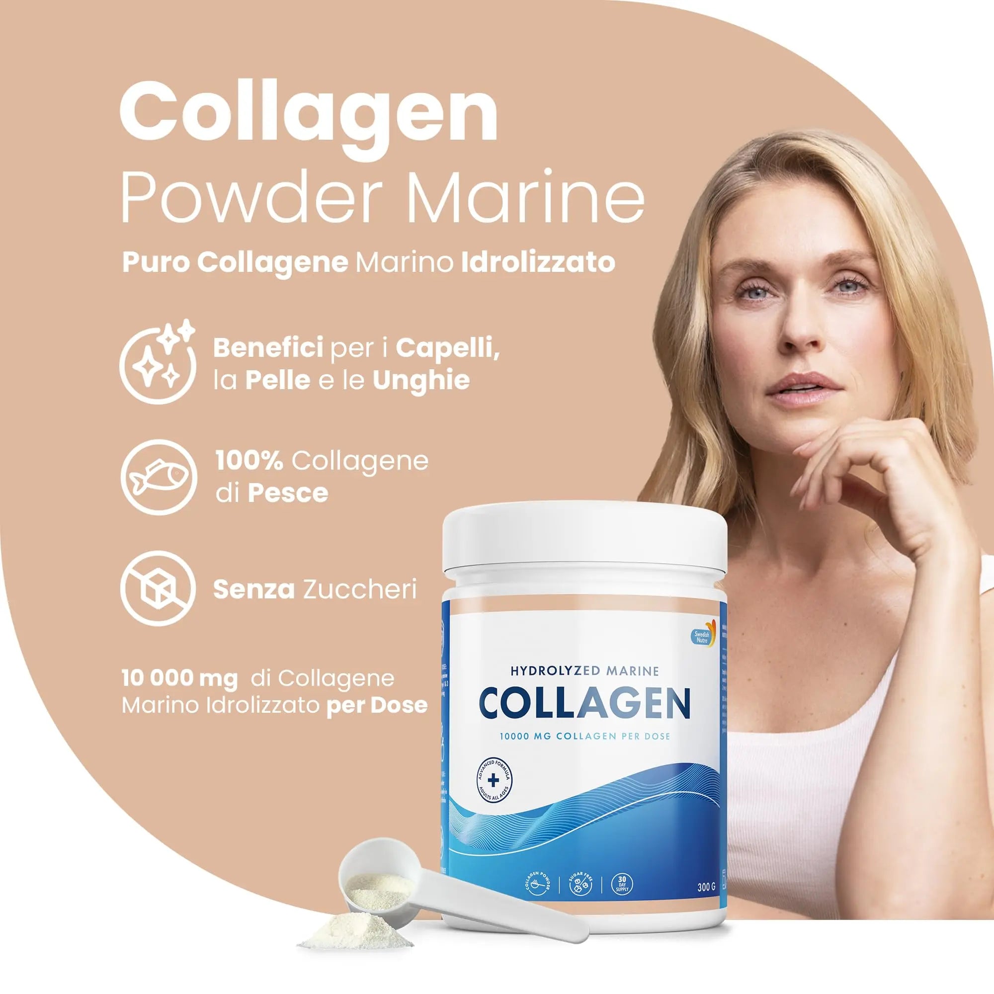 100% Marine Collagen Powder 300g I Pure Hydrolyzed Collagen Powder (Type I & III) - AB Mystery