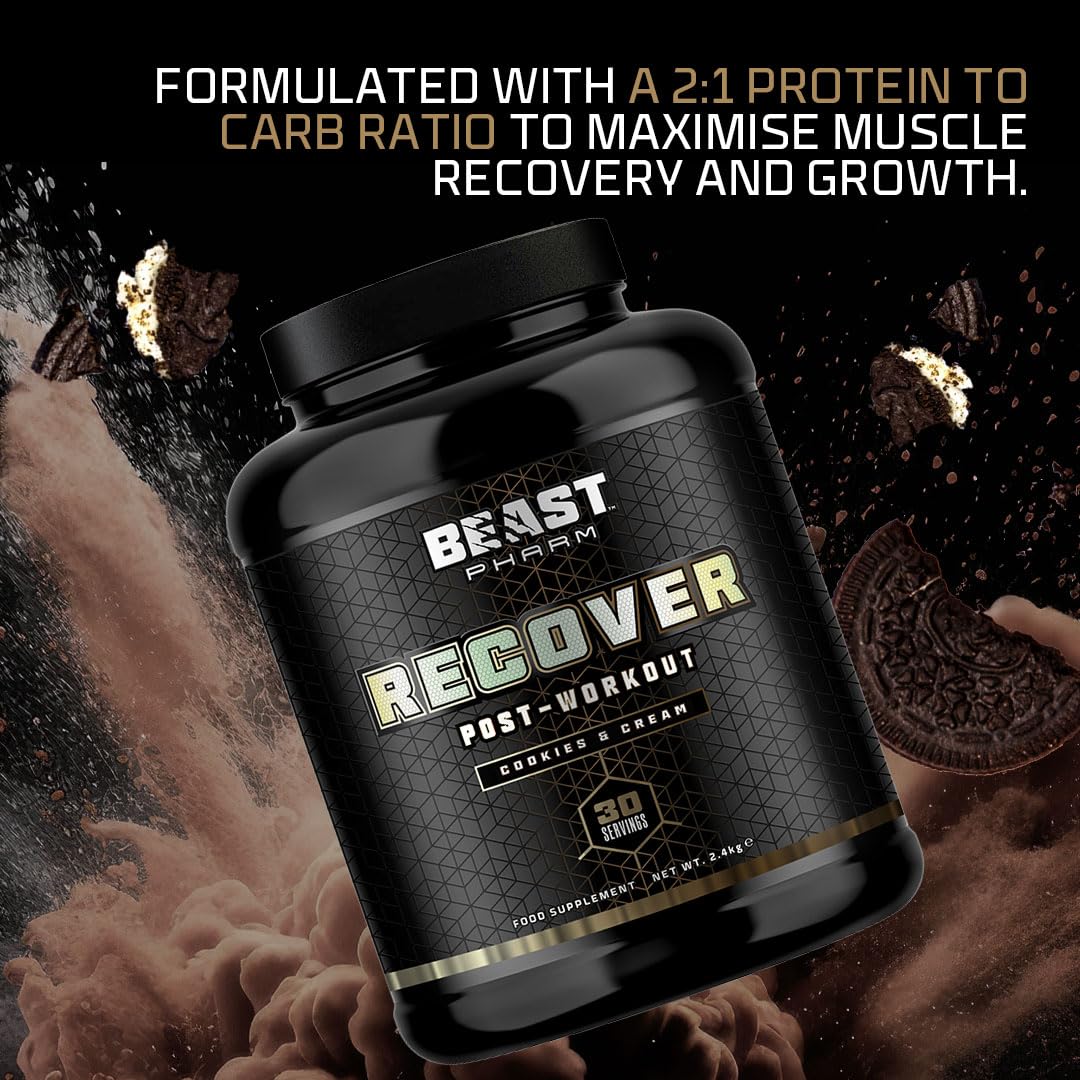 Beast Pharm | Recover Whey Protein Powder | 2.4kg/30 Servings | Cookies & Cream Beast Pharm