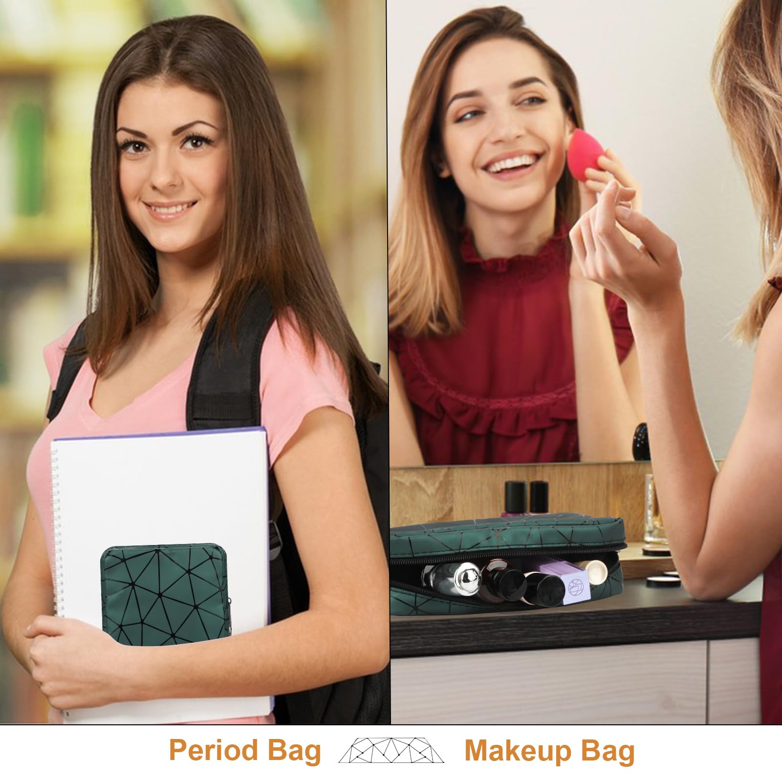 Likesing Sanitary Napkin Storage Bag, Leather First Period Kit for Girls 9-12, Portable Tampon Menstrual - AB Mystery