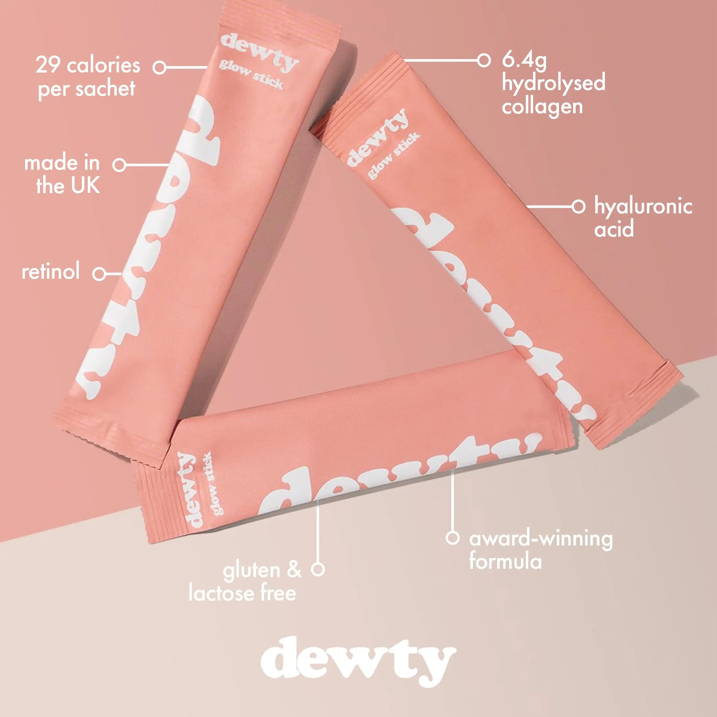 Dewty Collagen Drink - Peach Flavour Daily Collagen Supplements for Women - Individual Collagen Sachets Dewty