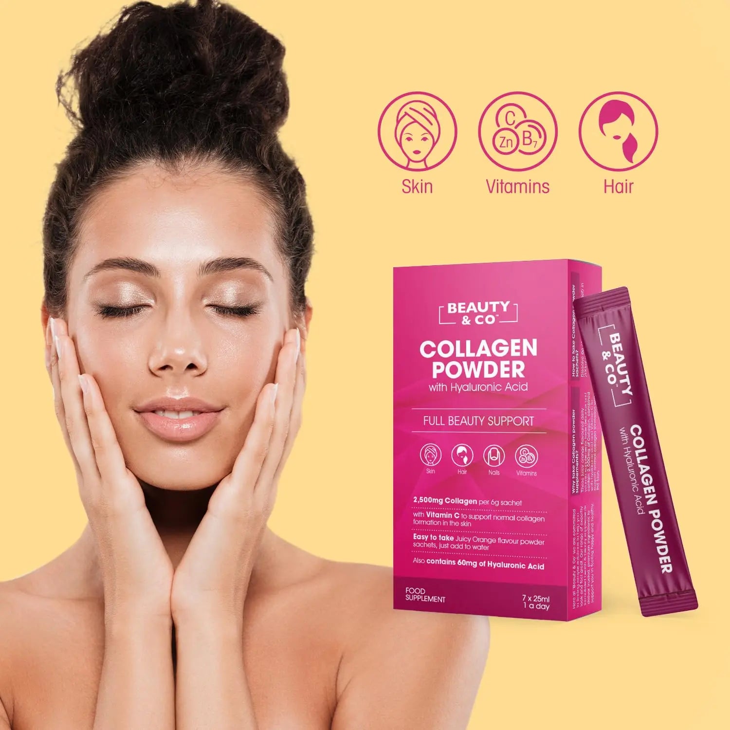 Collagen 2500mg Powder Supplement Boosted with Vitamin C and Hyaluronic Acid (Bovine) - AB Mystery