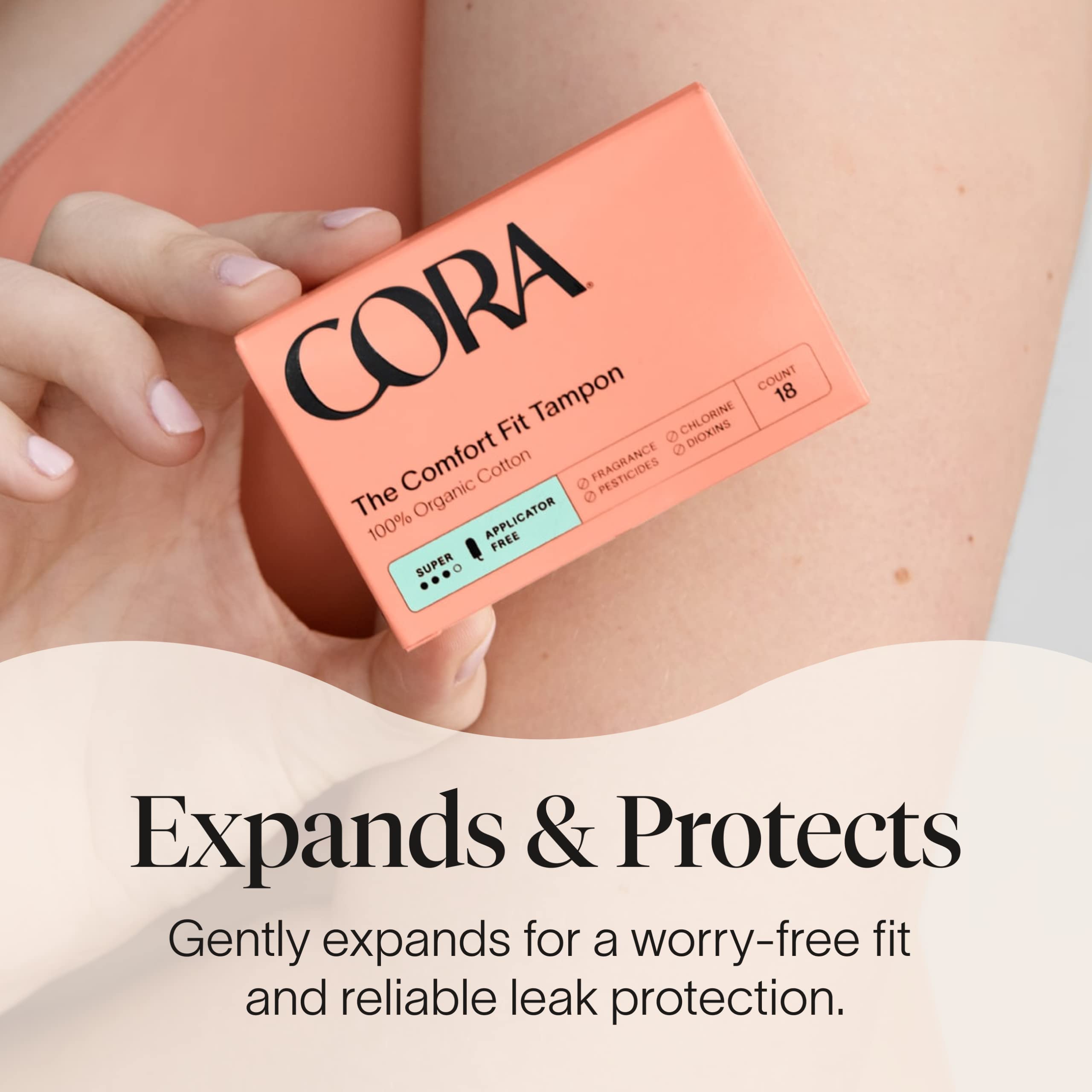 Cora 100% Organic Cotton Non-Applicator Tampons | Ultra-Absorbent, Unscented, Natural, Non-Toxic - AB Mystery