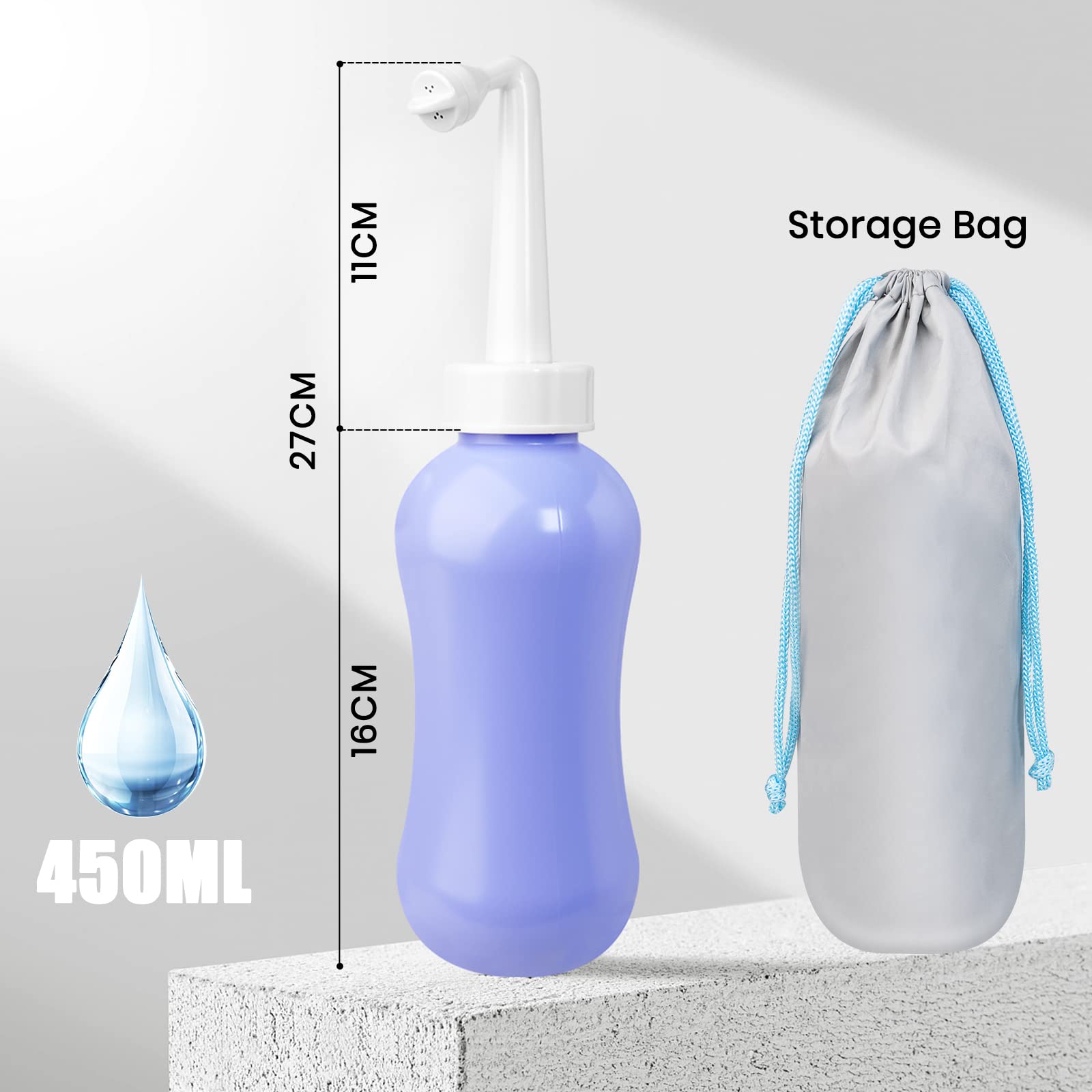 450ml Peri Bottle Postpartum for Feminine Care, 2 Pack Portable Travel Bidet for Toilet, Perineal Bottle - AB Mystery