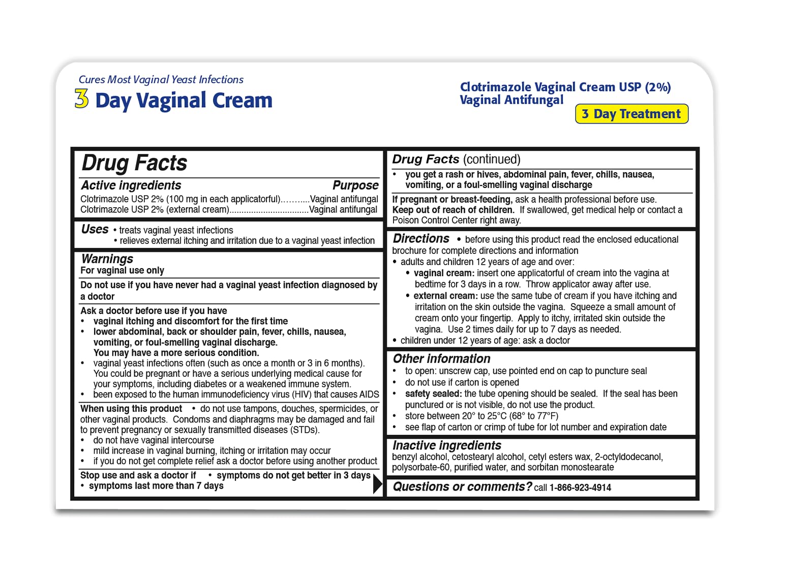 Clotrimazole 3 -Day Vaginal Cream - 0.74 Oz (PACK OF 3) - AB Mystery