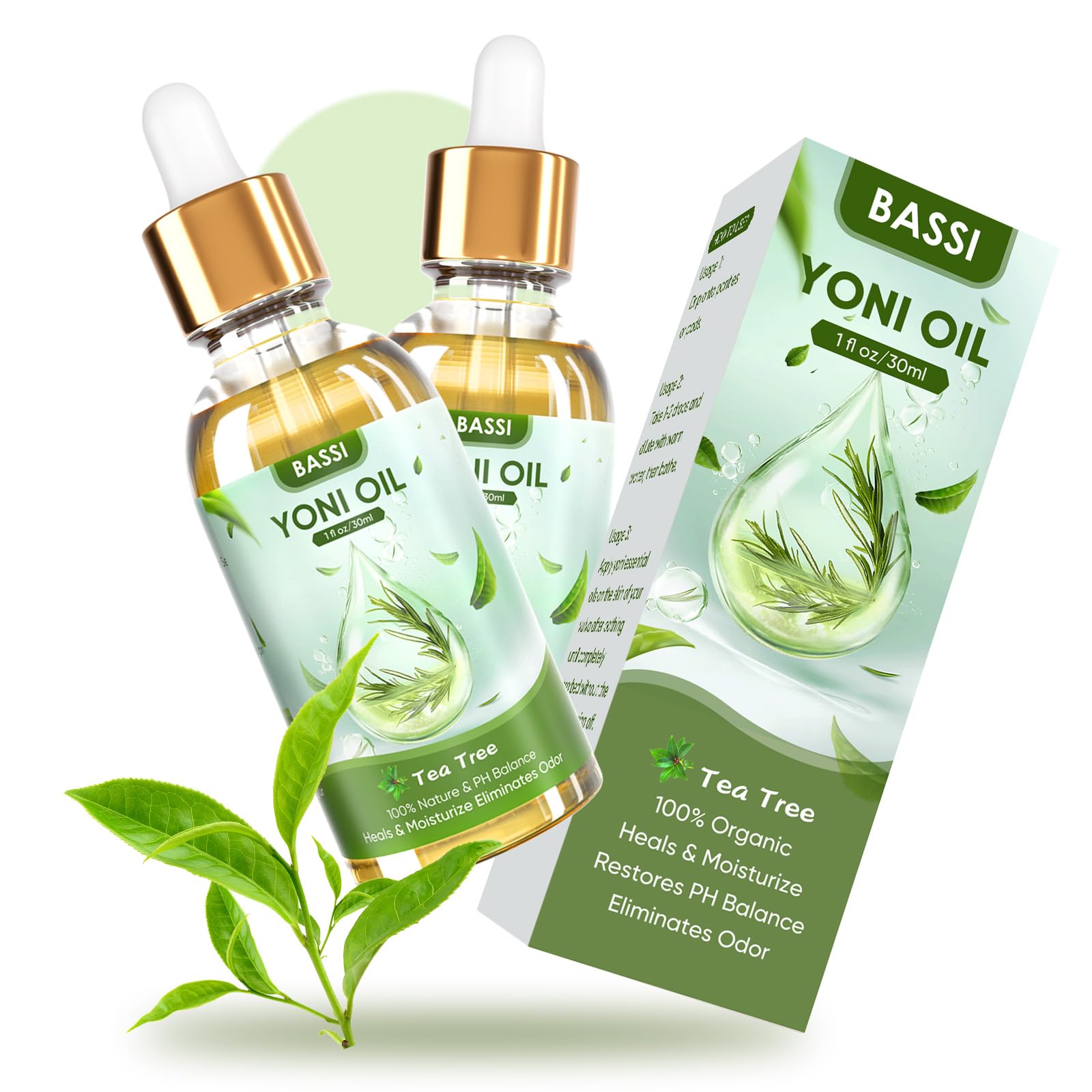 BASSI 2PCS Yoni Oil Organic Feminine Oil Vaginal Moisturizer For Wetness - Ph Balance for Women - AB Mystery