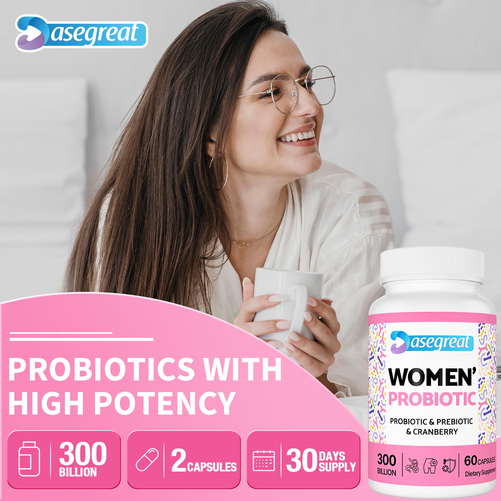300 Billion CFUs Probiotics for Women,12 Strains Probiotics with Prebiotic Cranberry - AB Mystery