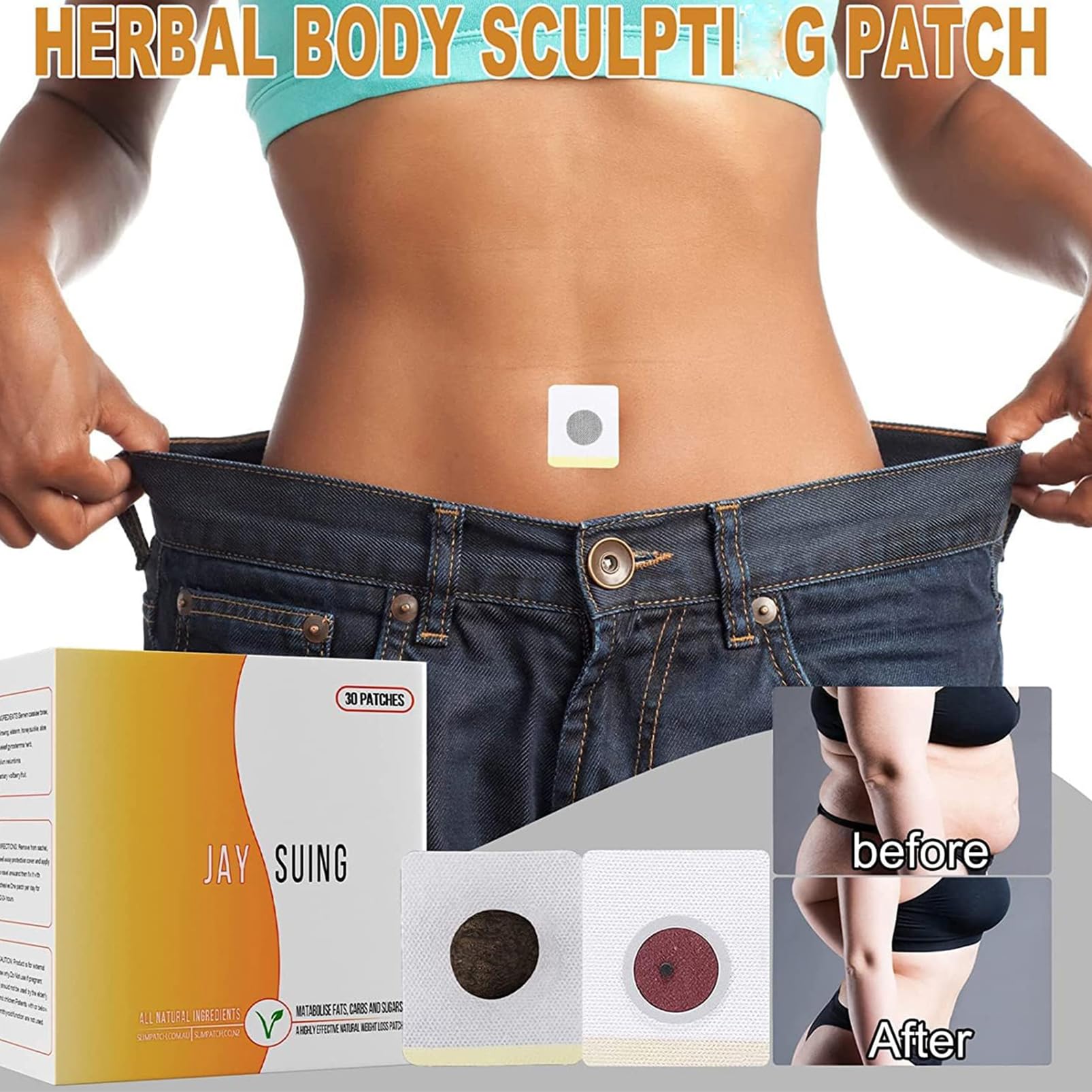 30Pcs Belly Patch, Waterproof Stickers for Women Girls, Natural Belly Sticker for Women and Men - AB Mystery