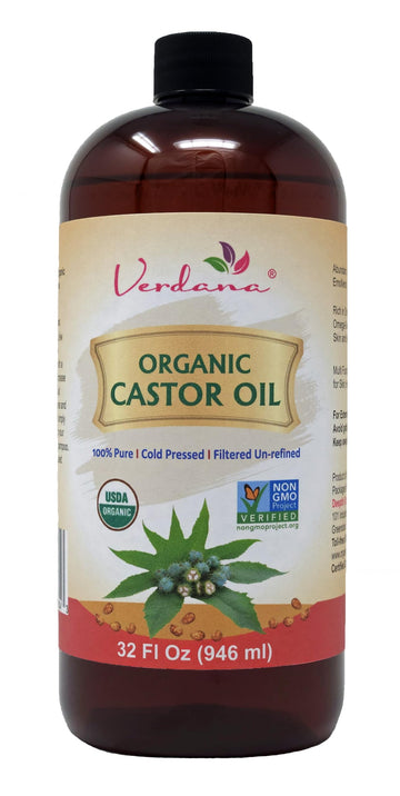 Verdana Organic Castor Oil – USDA Certified Organic – Cold Pressed, Unrefined, 100% Pure and Hexane