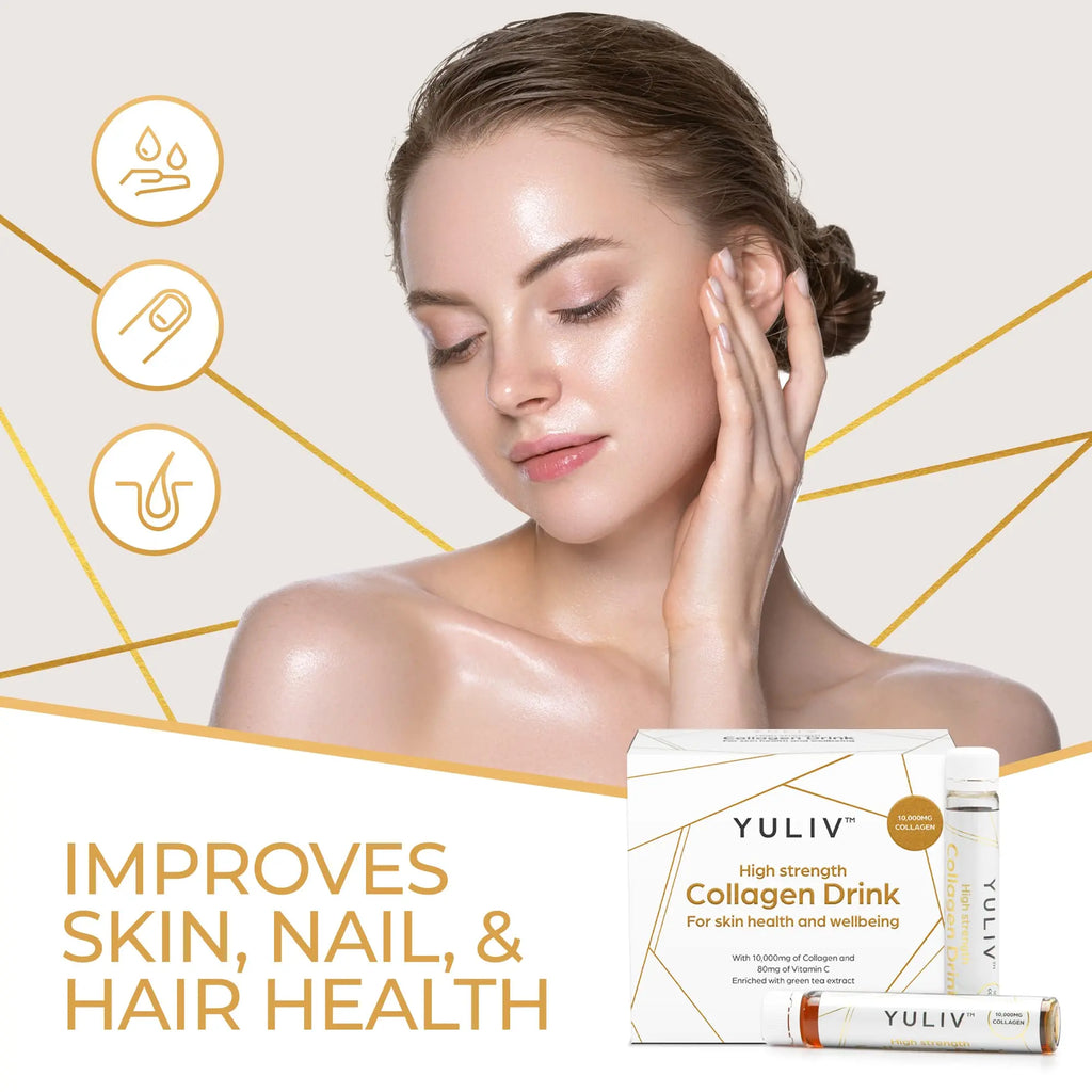 Yuliv High-Dosage Hydrolyzed Collagen Drink - Liquid Collagen Peptides (10000 mg) with Vitamin C for Hair, Skin, and Nails - AB Mystery