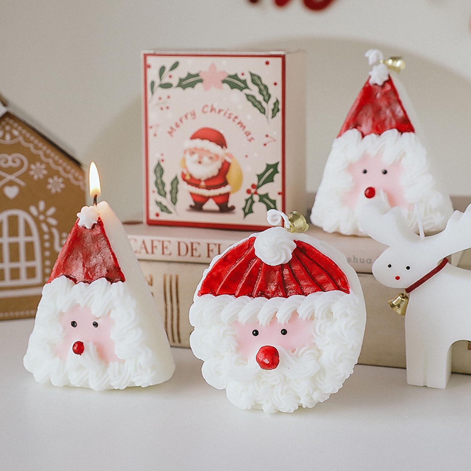 Christmas Cake Scented Candle,110G Handmade Aroma Soy Wax Santa Claus Decorative Candle - AB Mystery