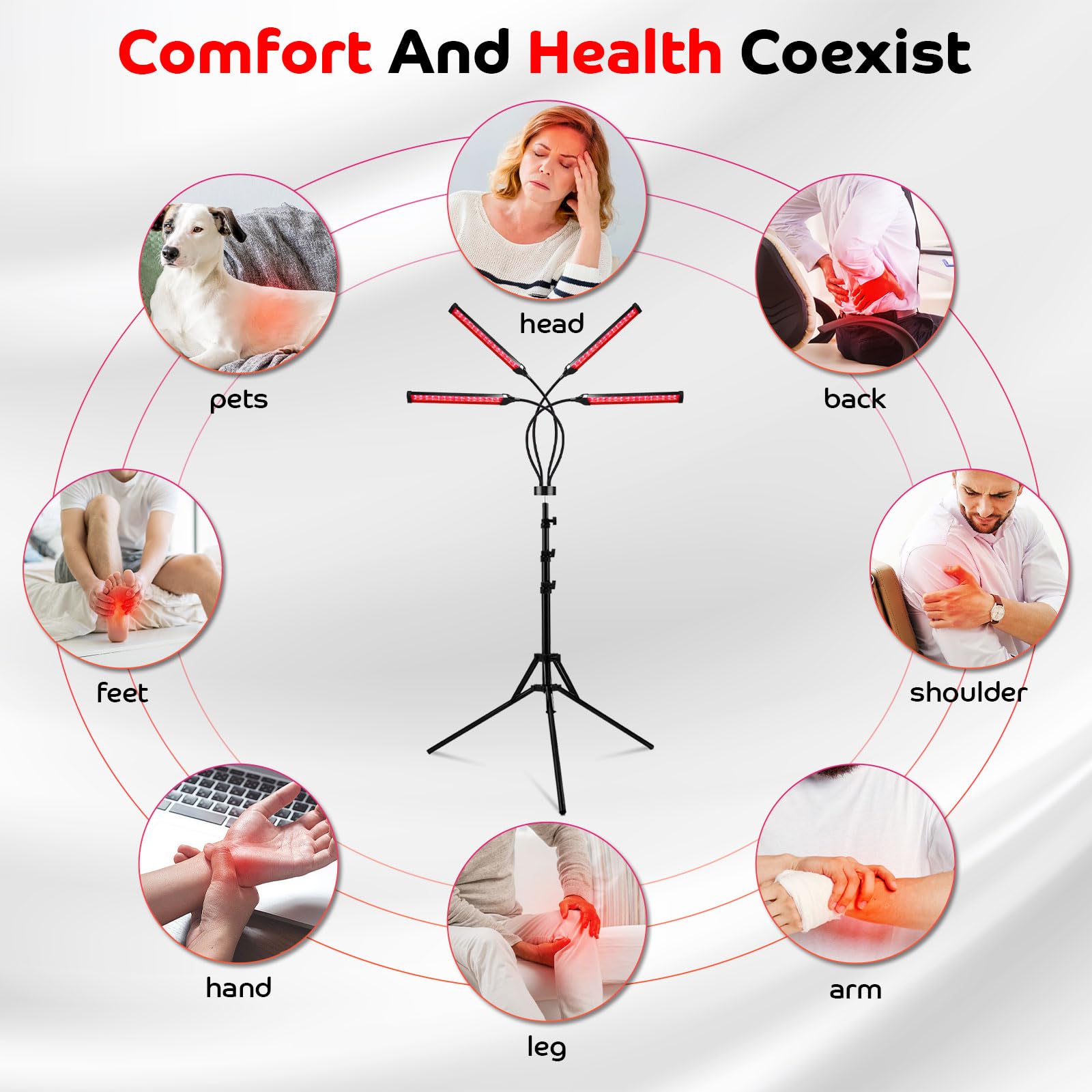 Red Light Therapy for Body, 180LEDs Red Light Therapy Lamp with Tripod, 3-in-1 Chip Designed 660nm ＆850nm - AB Mystery